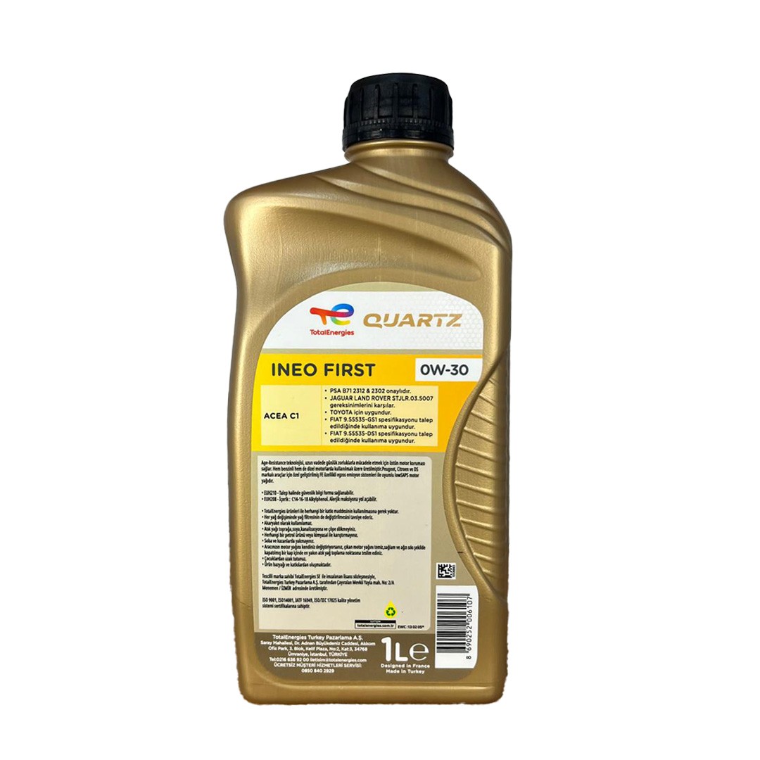 Total Quartz Ineo First 0W30 1 Lt Partiküllü Motor Yağı