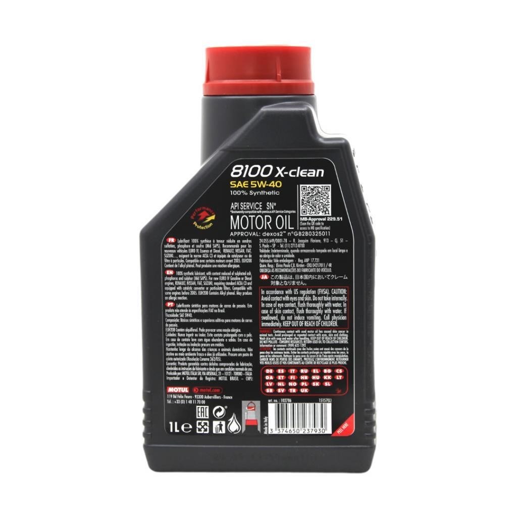 Motul 8100 X-Clean 5W40 1 Lt Tam Sentetik Motor Yağı (12 Adet)