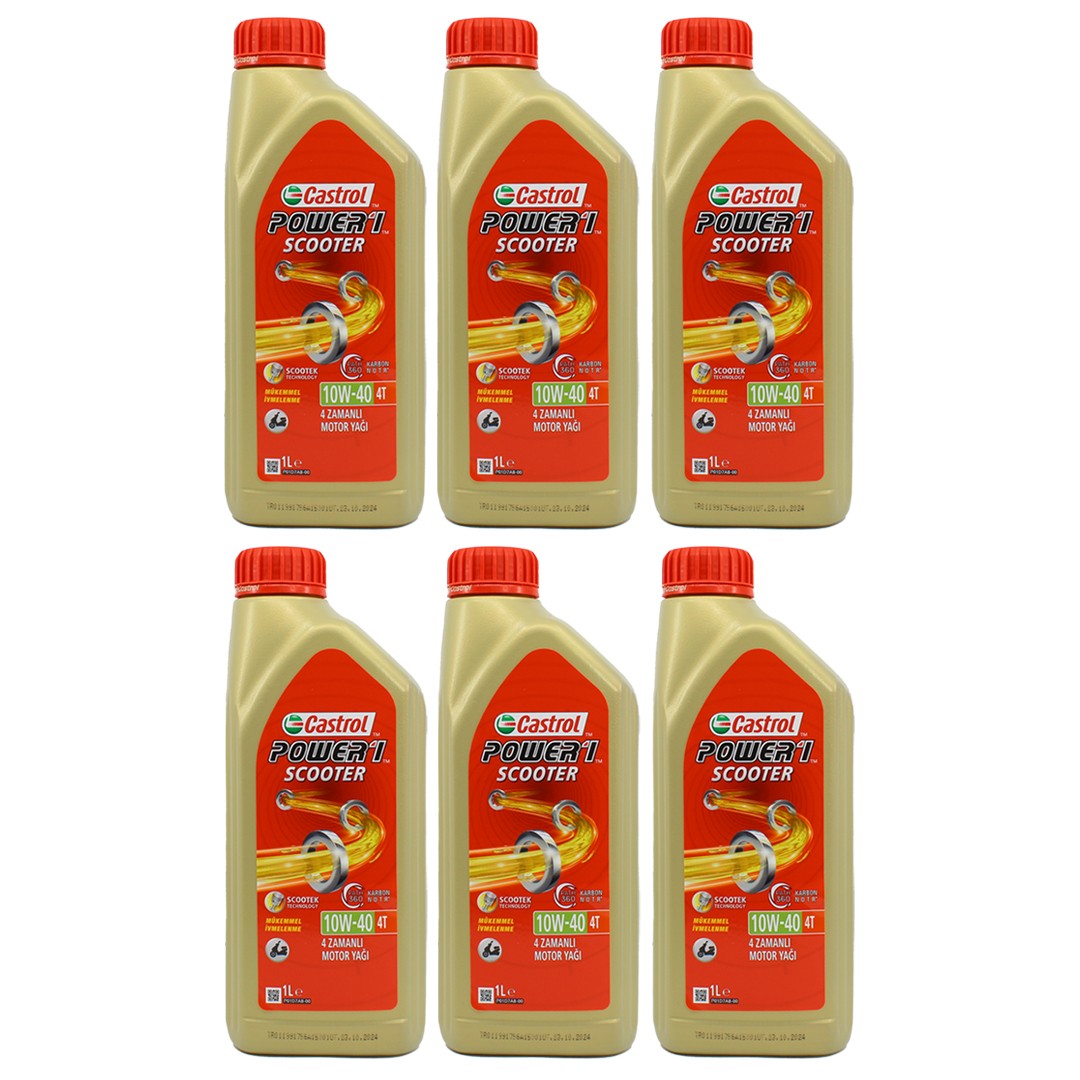 Castrol Power 1 Scooter 10W40 4T 1 Lt Motosiklet Yağı (6 Adet)