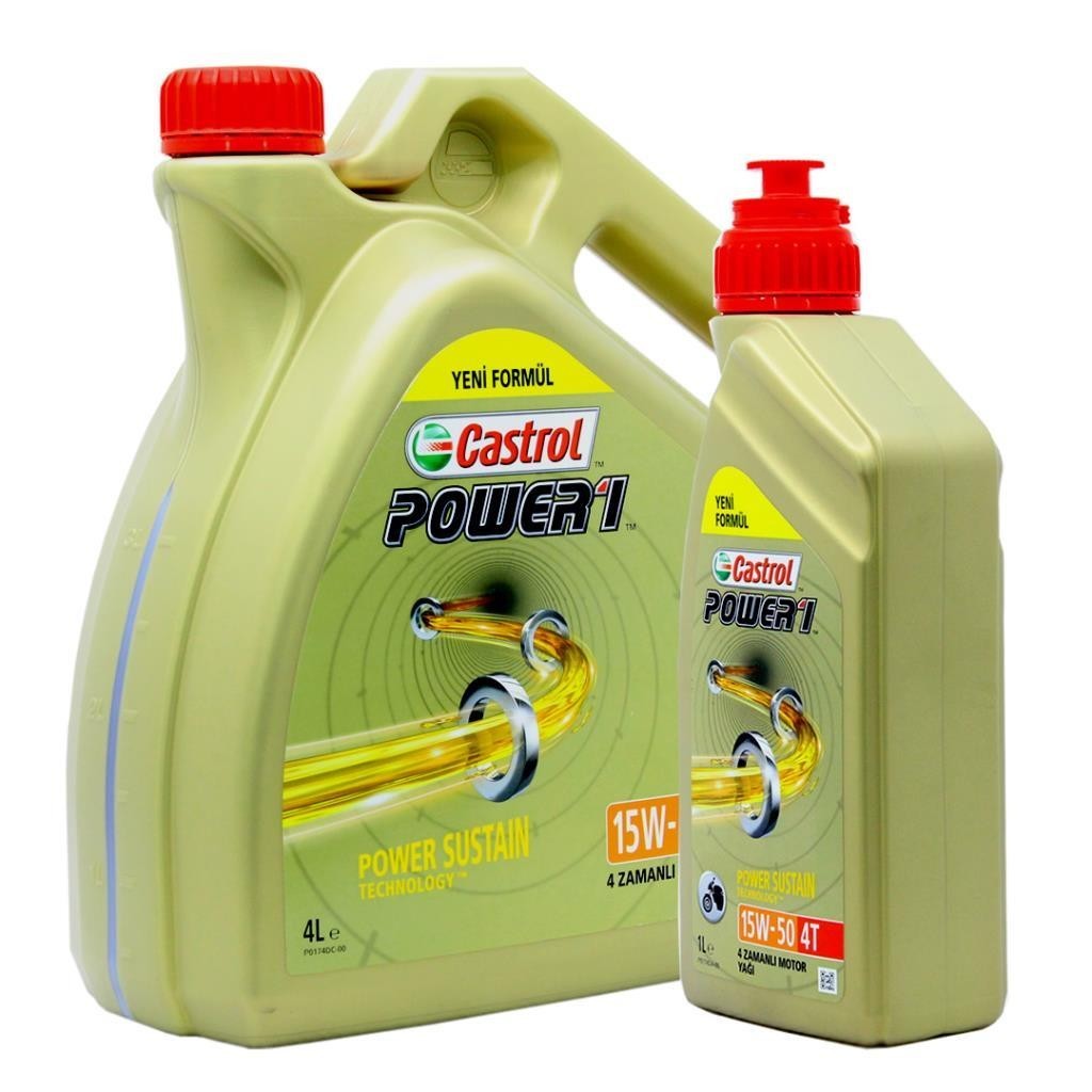 Castrol Power 1 4T 15W50 1 Lt Motosiklet Yağı (6 Adet)