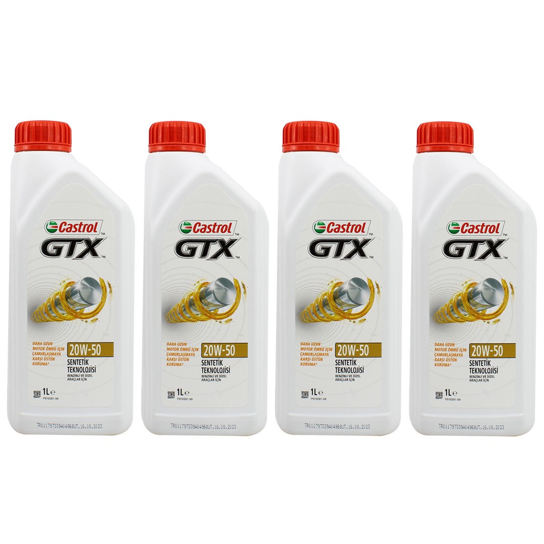 Castrol GTX 20W50 1 Lt Sentetik Motor Yağı (4 Adet)