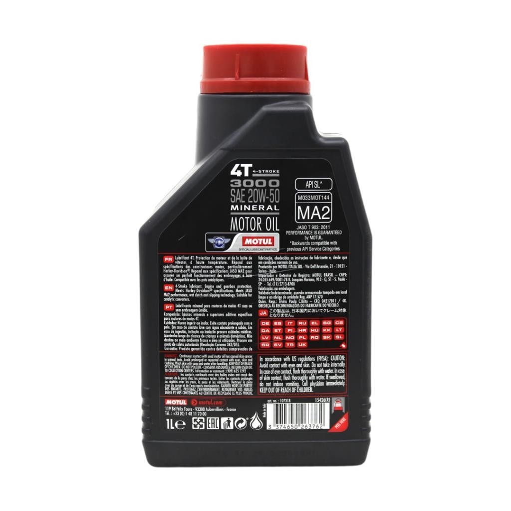 Motul 3000 20W50 4T 1 Lt 4 Zamanlı Motosiklet Yağı (12 Adet)