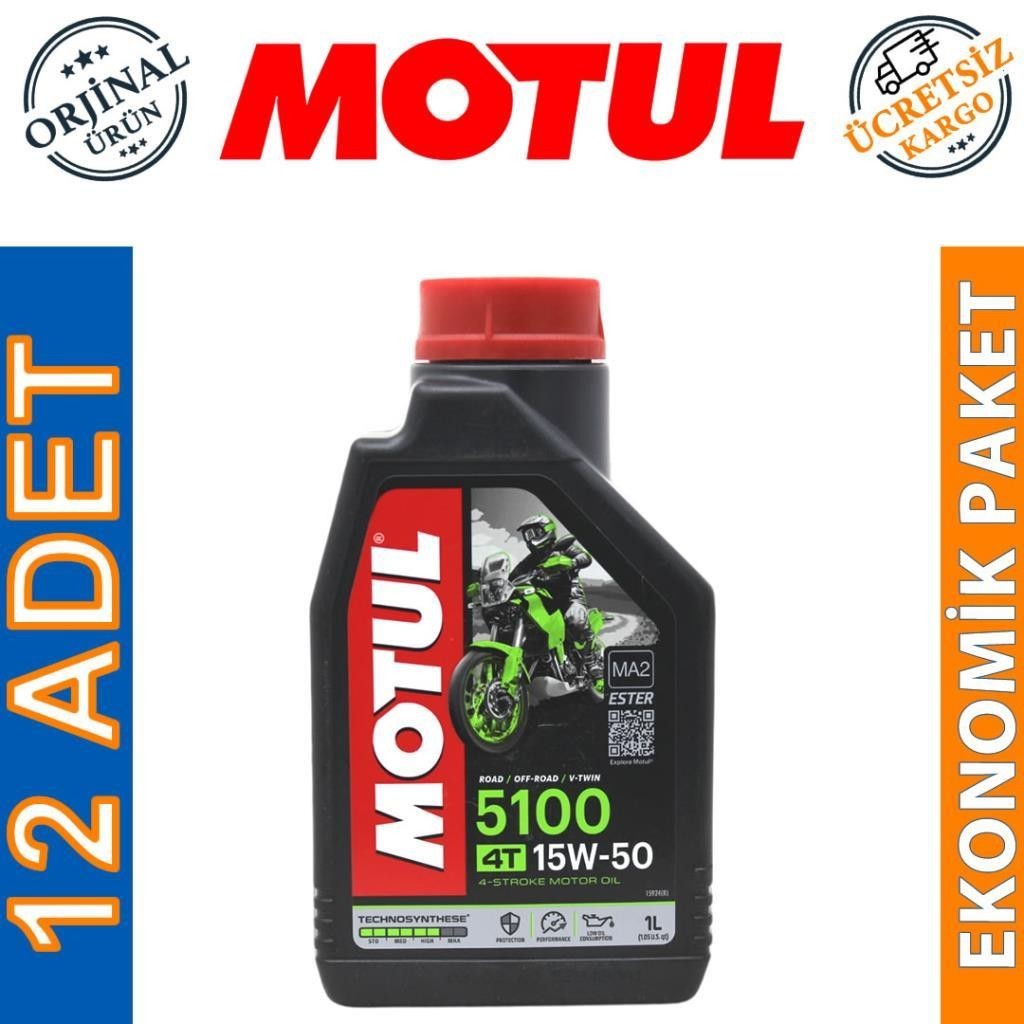 Motul 5100 15W50 4T 1 Lt 4 Zamanlı Motosiklet Yağı (12 Adet)