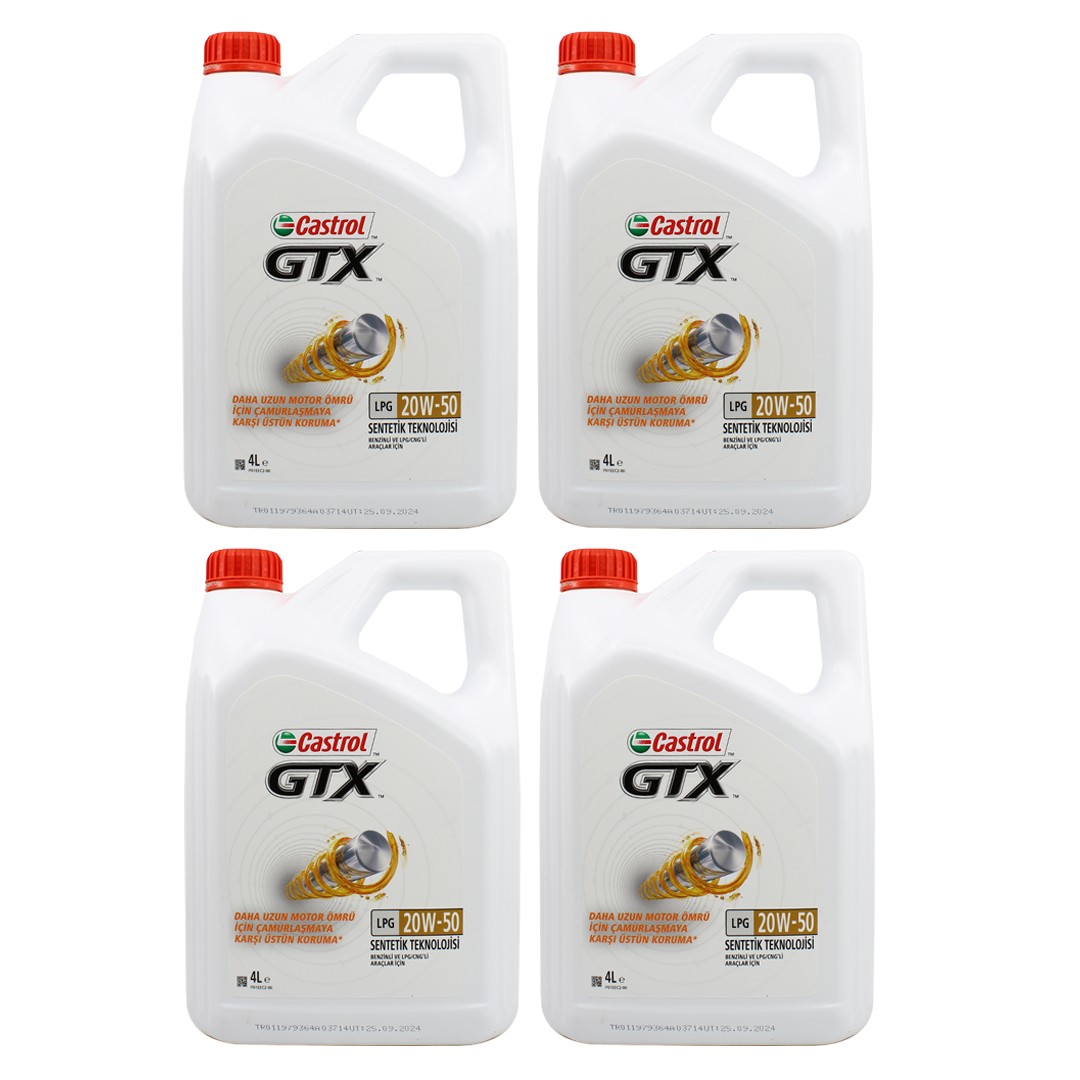 Castrol GTX LPG 20W50 4 Lt Motor Yağı (4 Adet)