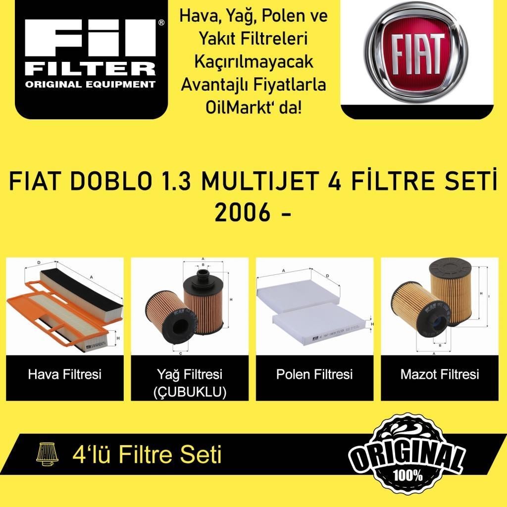 Fiat Doblo 1.3 MultiJet (2006 - ) 4'lü Fil Filtre Seti