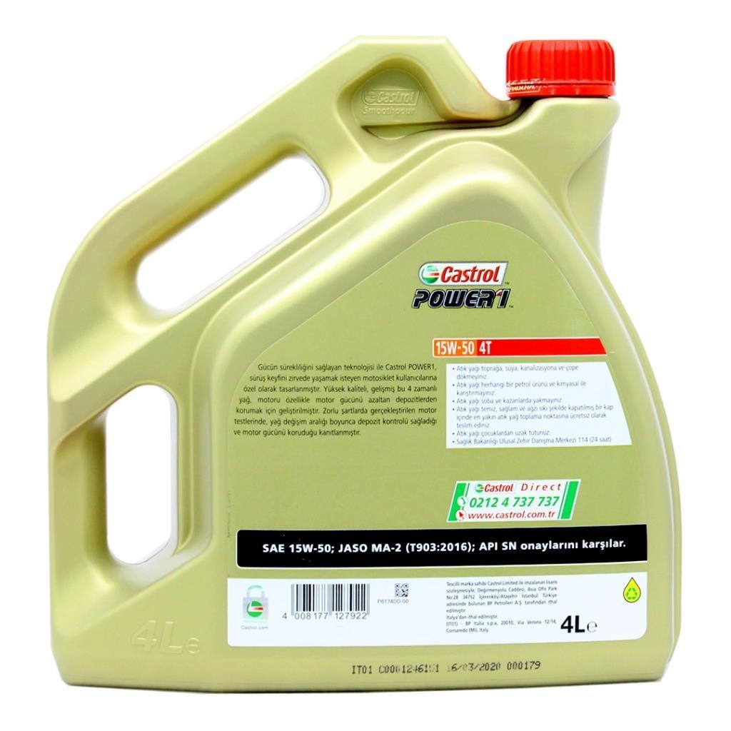 Castrol Power 1 4T 15W50 4 Lt Motosiklet Yağı (2 Adet)