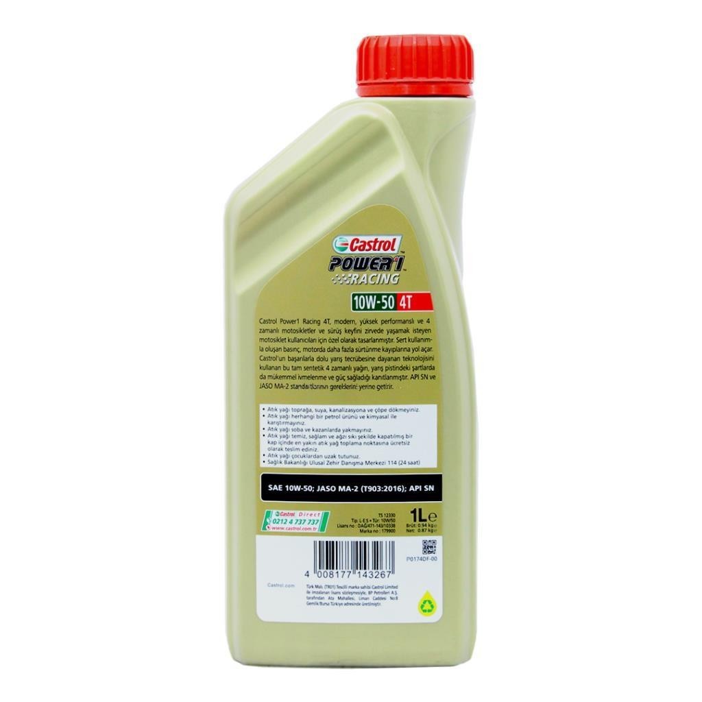 Castrol Power 1 Racing 10W50 4T 1 Lt Motosiklet Yağı