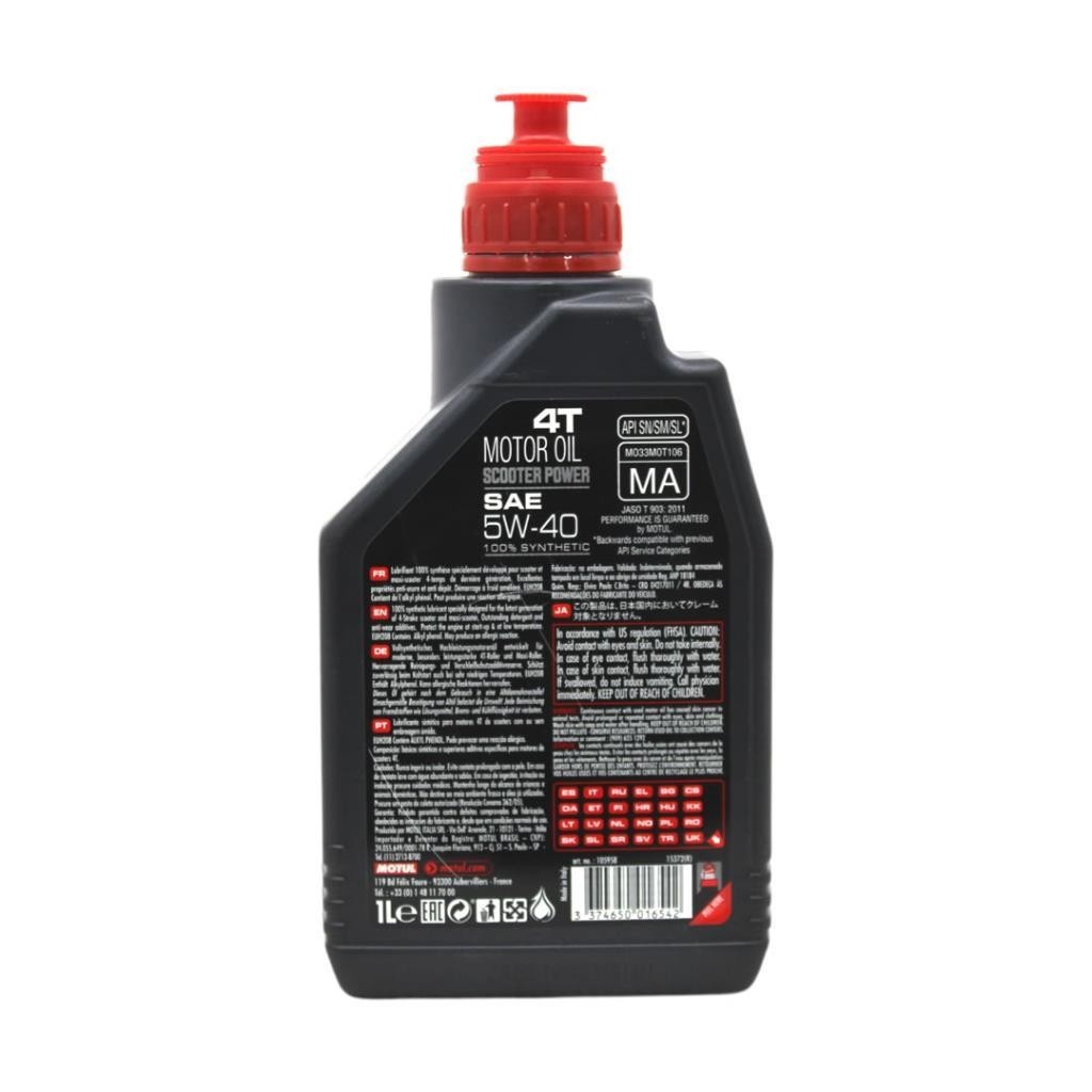 Motul Scooter Power 5W40 MA 4T 1 Lt Motosiklet Yağı (6 Adet)