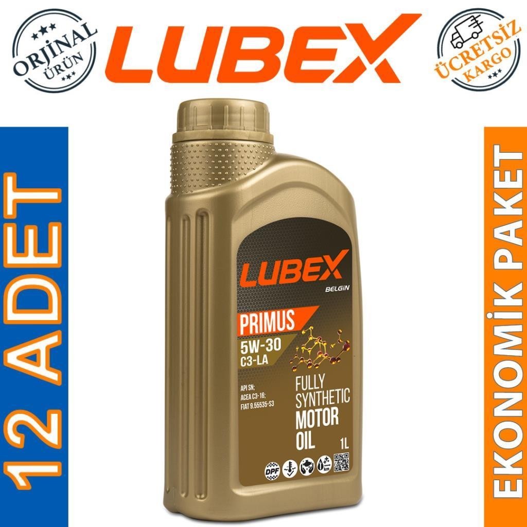 Lubex Primus C3-LA 5W30 1 Lt Tam Sentetik Motor Yağı (12 Adet)