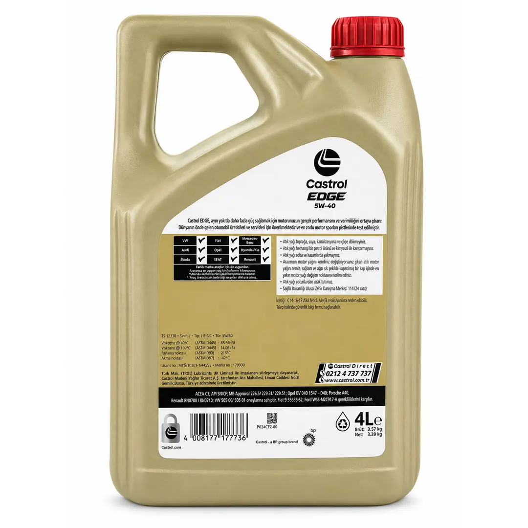 Castrol Edge 5W40 4 Lt Motor Yağı Fiyatı