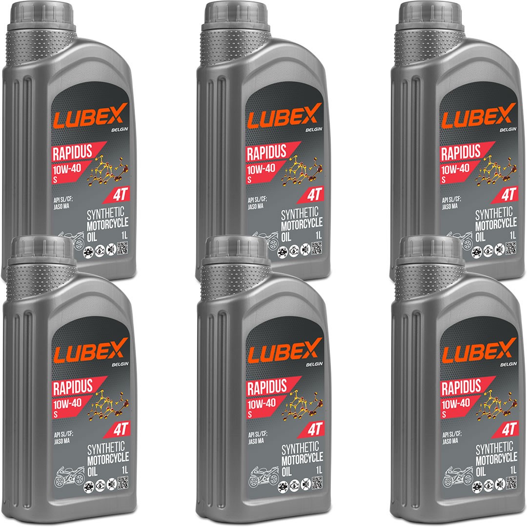 Lubex Rapidus S 10W40 1 Lt 4T Motosiklet Yağı (6 Adet)