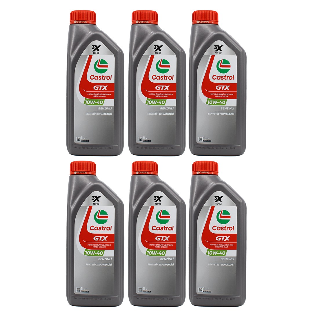 Castrol GTX 10W40 1 Lt Sentetik Motor Yağı (6 Adet)