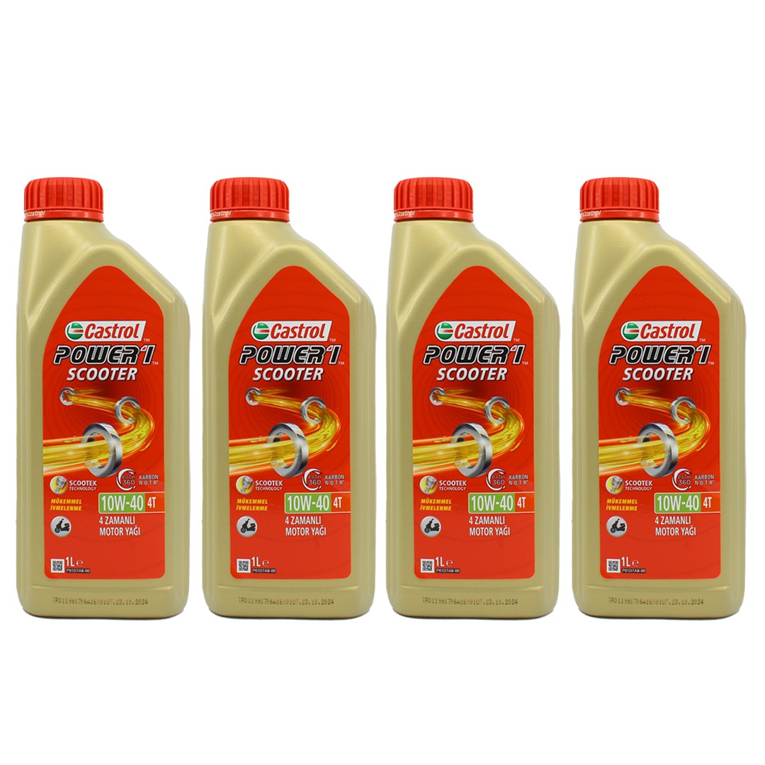 Castrol Power 1 Scooter 10W40 4T 1 Lt Motosiklet Yağı (4 Adet)