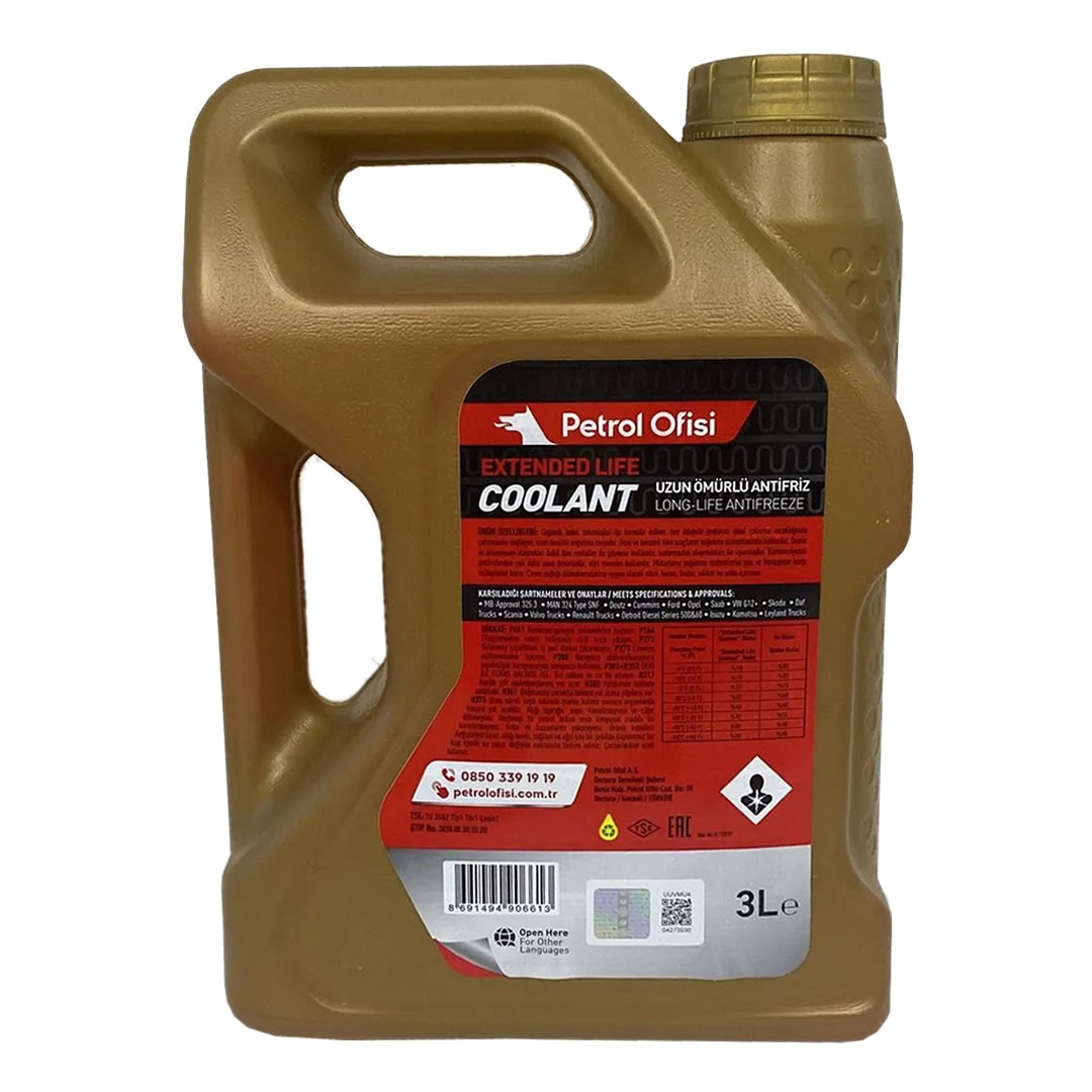 Petrol Ofisi Extended Life Coolant 3 Lt Organik Kırmızı Antifriz