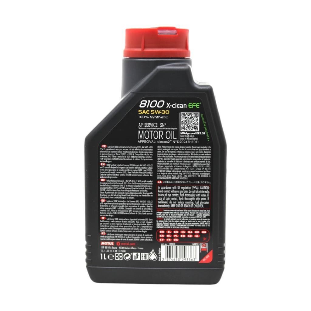 Motul 8100 X-Clean EFE 5W30 1 Lt Tam Sentetik Motor Yağı (2 Adet)