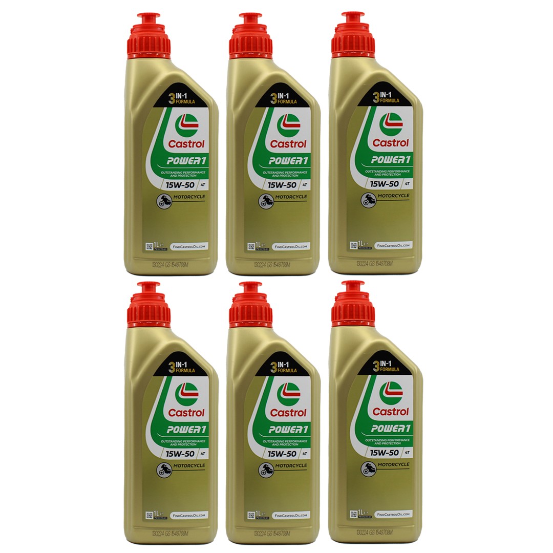 Castrol Power 1 4T 15W50 1 Lt Motosiklet Yağı (6 Adet)