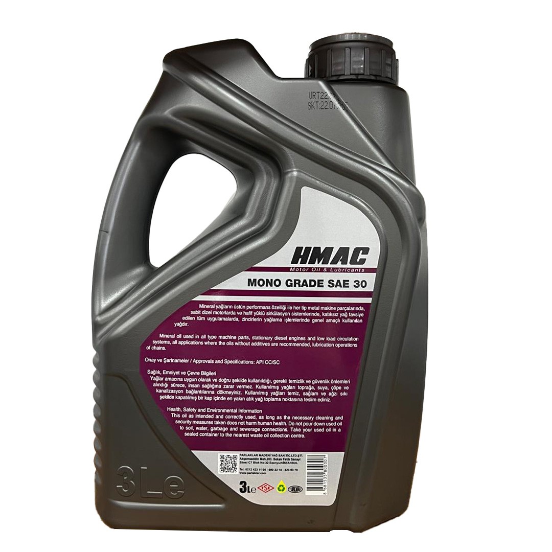 HMAC Monograde SAE 30 3 Lt Motor Yağı