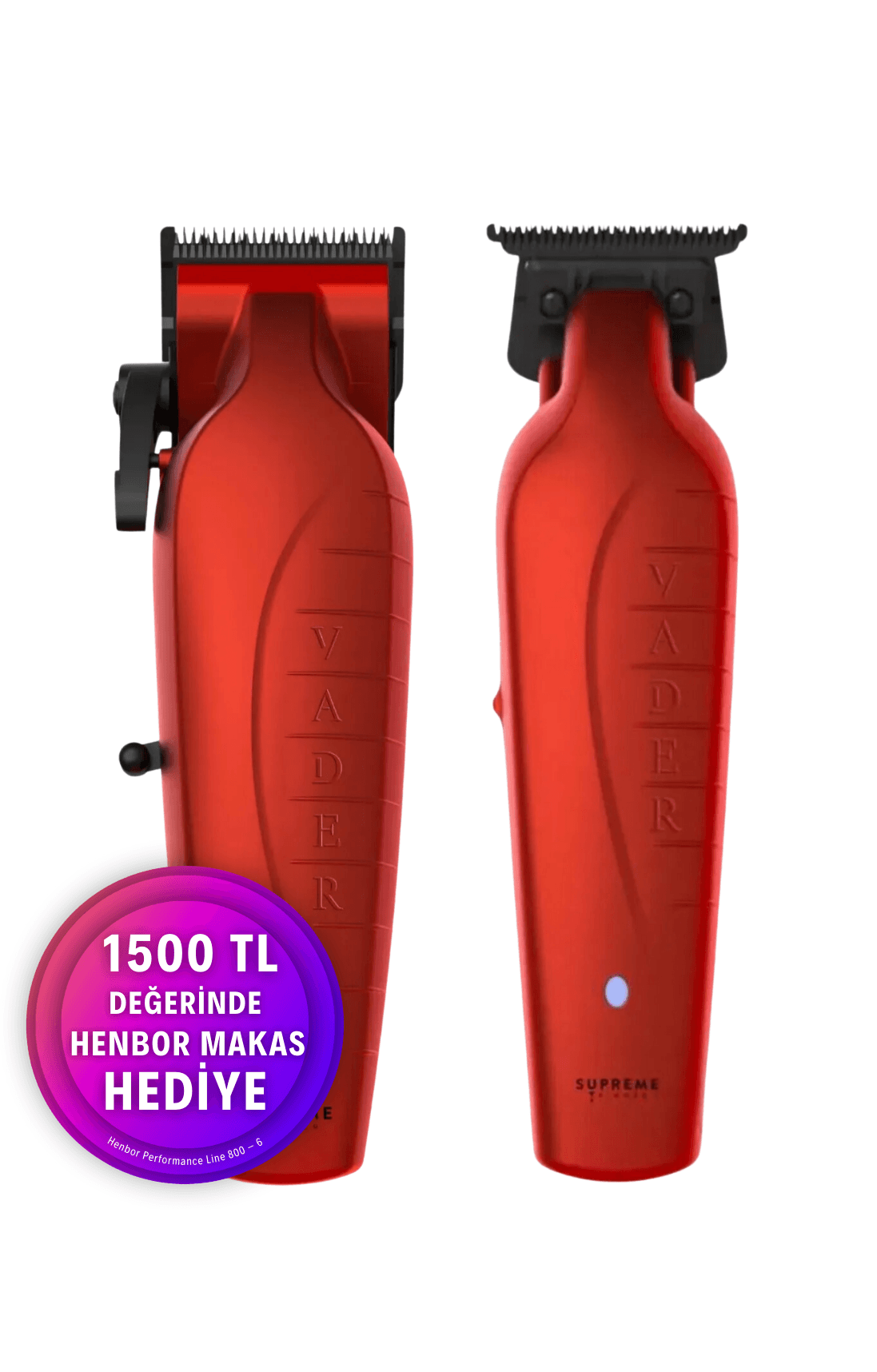 Supreme Trimmer Muhteşem Ikili Set Vader Profesyonel Kablosuz Saç Sakal Kesim Çizim Tıraş Makinesi