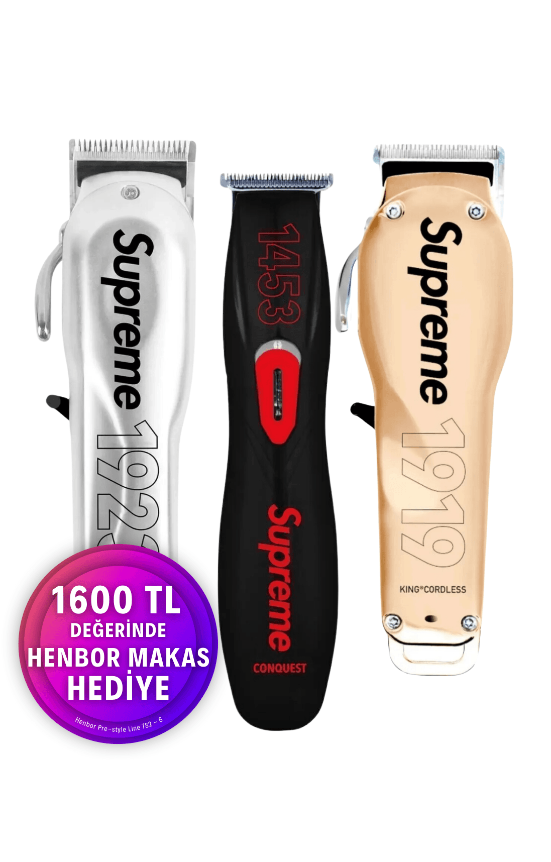 Supreme 1923 Independence Supreme 1453 Conquest Trimmer Supreme 1919 King Cordless Saç Sakal Ense Kesim Tıraş Makineleri