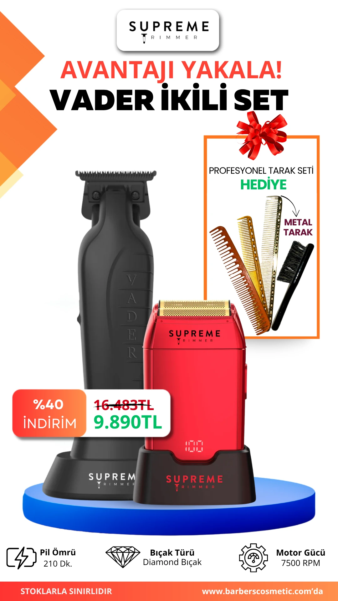 Siyah Trimmer & Kırmızı Crunch