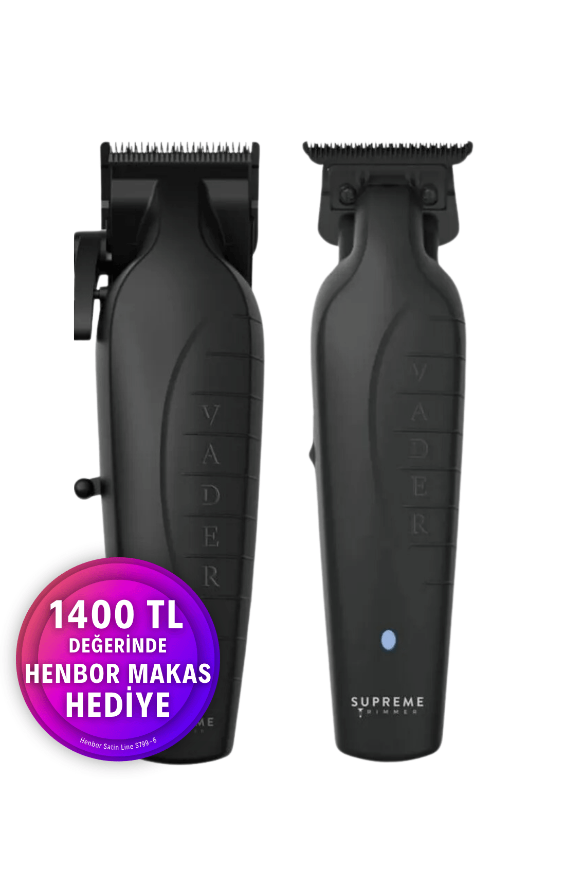 Supreme Trimmer Karizmatik İkili Set Vader Profesyonel Kablosuz Saç Sakal Kesim Çizim Tıraş Makinesi