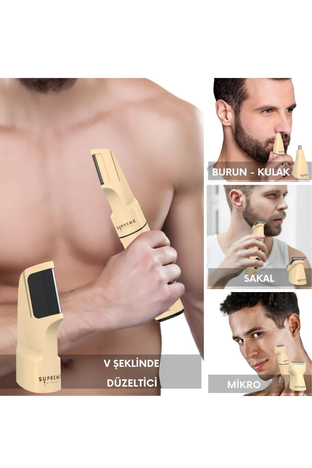 Supreme Trimmer Multigroomer 4.0 Islak/Kuru 14 Parça Set Tıraş Makinesi – Saç Sakal Yüz Vücut Burun Kulak Tıraş Makinesi 4 Manyetik Başlık, Pil Ekranı, Seyahat Kilidi