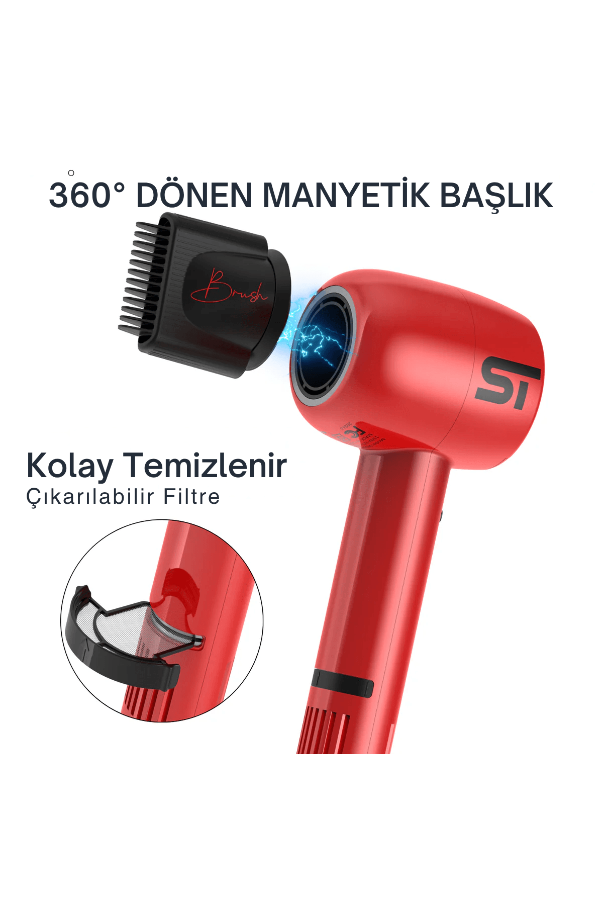 Supreme Trimmer Kırmızı Saç Kurutma Makinesi – 3 Isı 3 Hız Ayarı