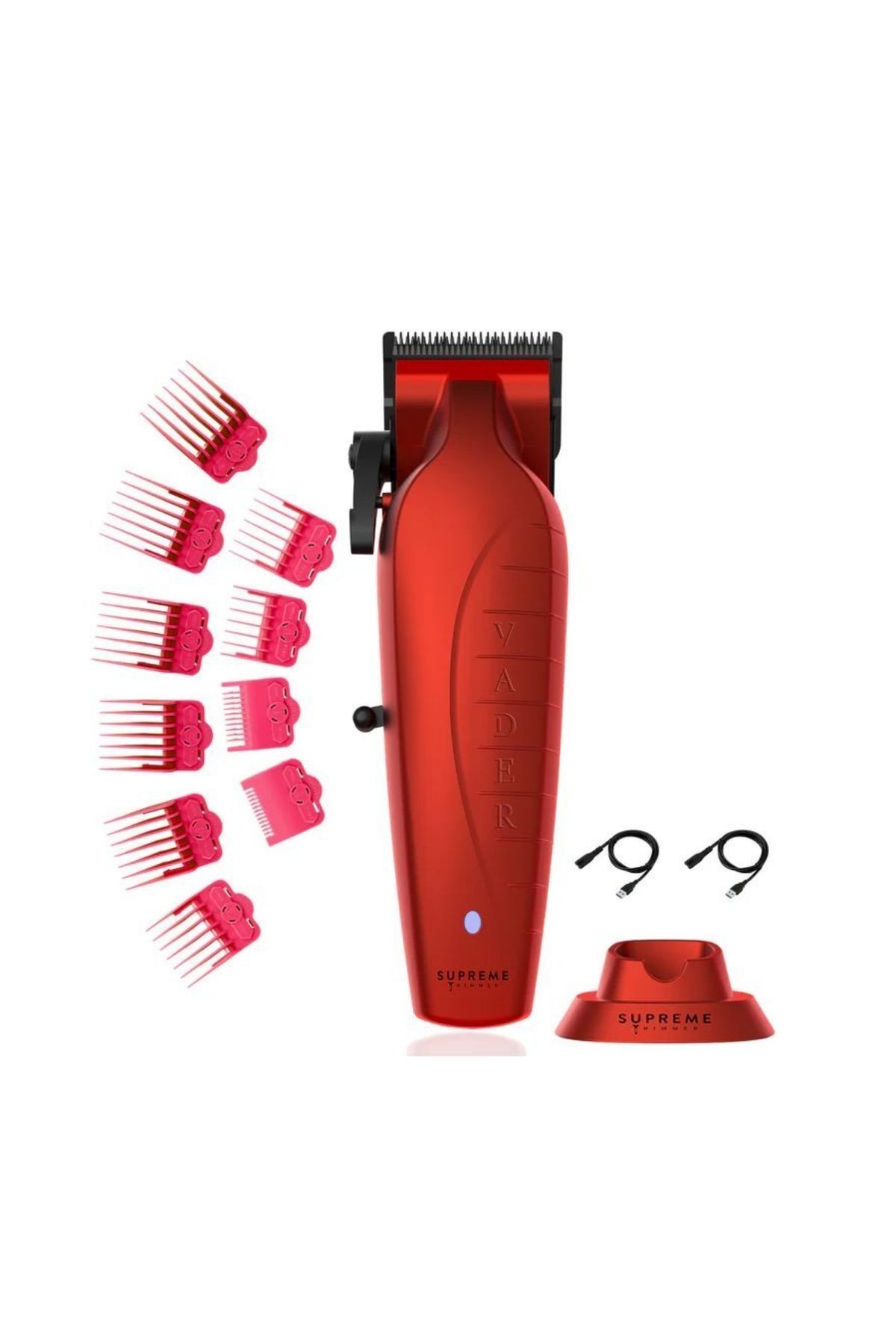 Supreme Trimmer Vader Clipper Saç Tıraş Makinesi DLC Taper Bıçak 7500 RPM - kırmızı