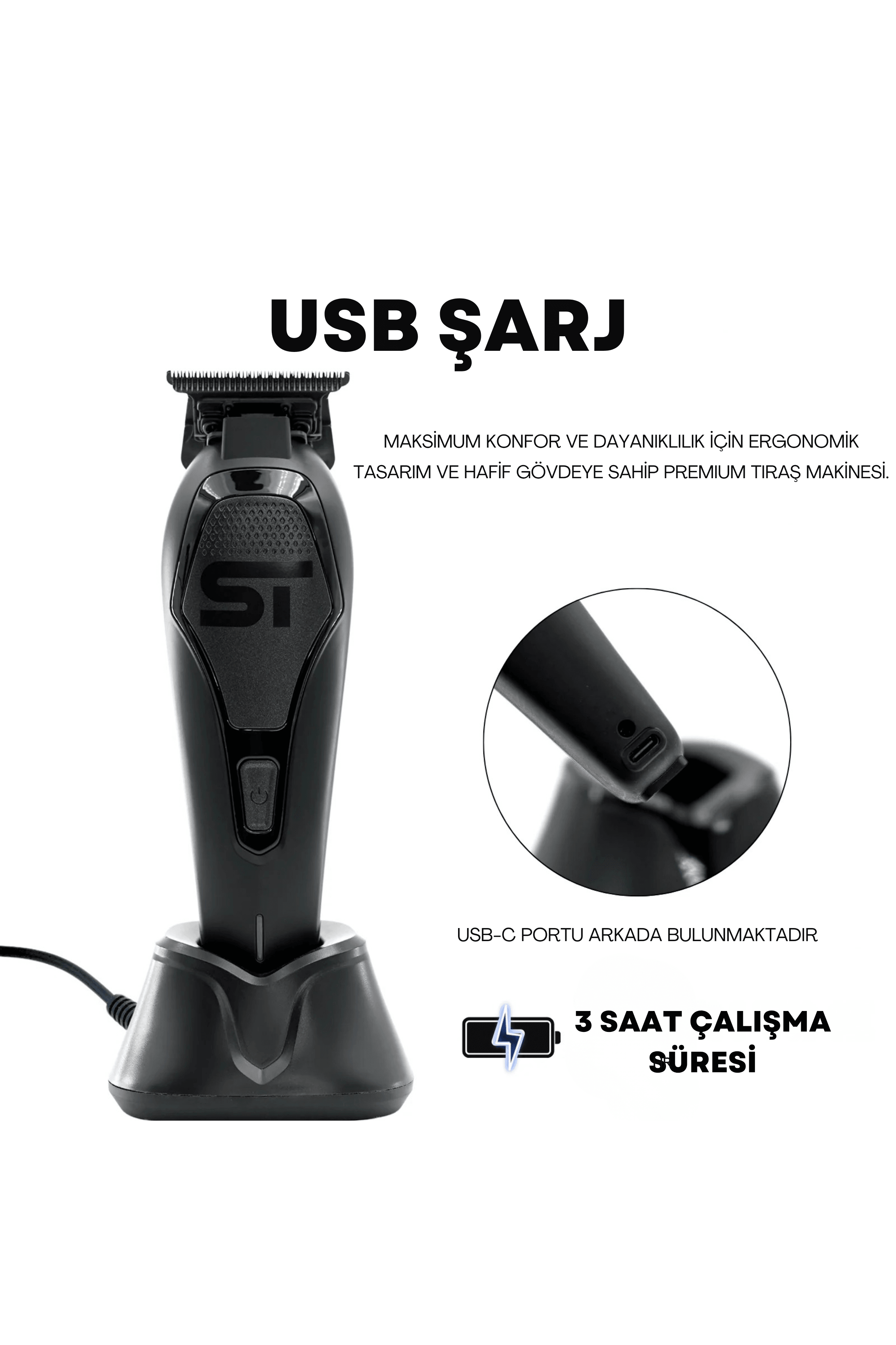 Supreme Trimmer DARKSTAR 72 Trimmer – 12.000 RPM Vektör Motor, DLC T-Blade (T3550), 3 Saat Kablosuz, Hafif & Ultra Sessiz
