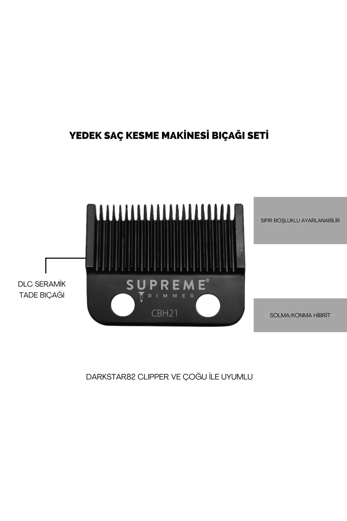 Supreme Trimmer Darkstar 82 Metal Clipper Tıraş Makinesi 14.000 Rpm Motor Gücü Metal Gövde 3 Saat Pil