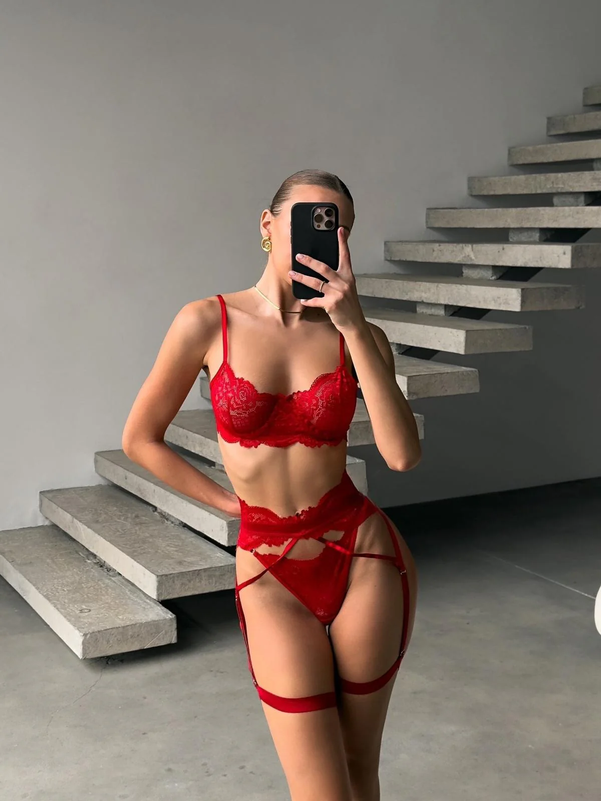 Cherry Desire Jartiyer Set Kırmızı