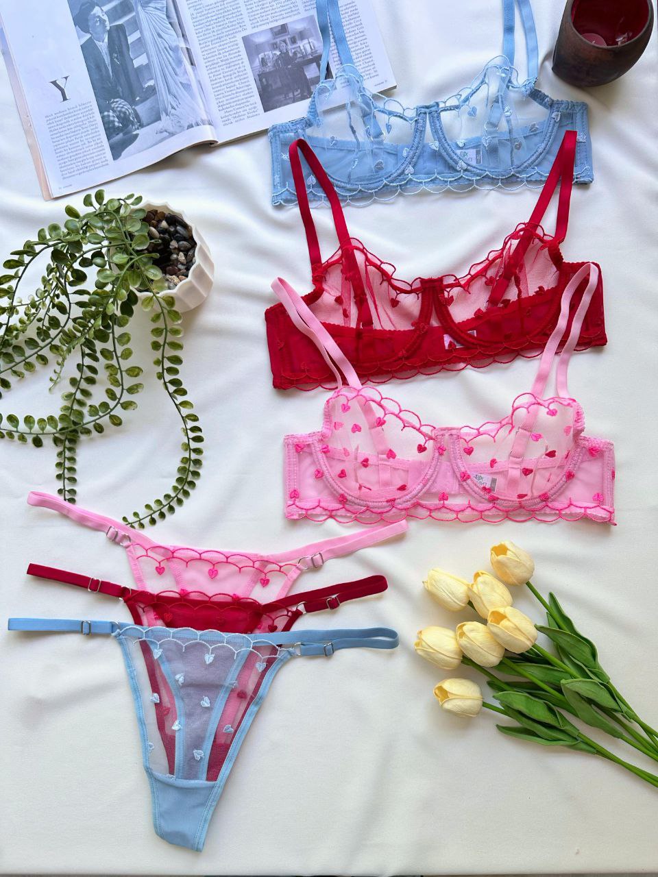 Sweet Hearts Transparan Dantel Set
