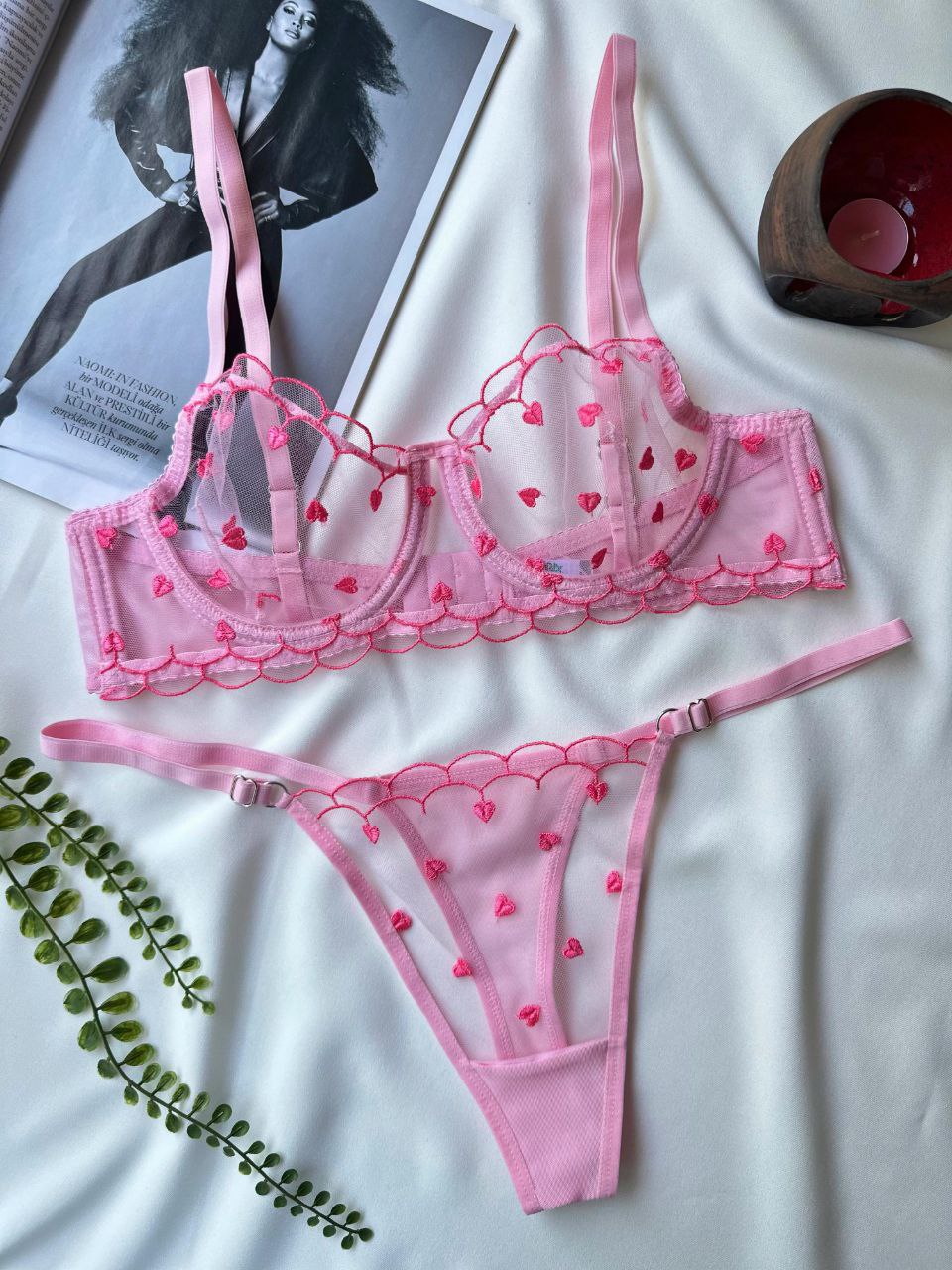 Sweet Hearts Transparan Dantel Set