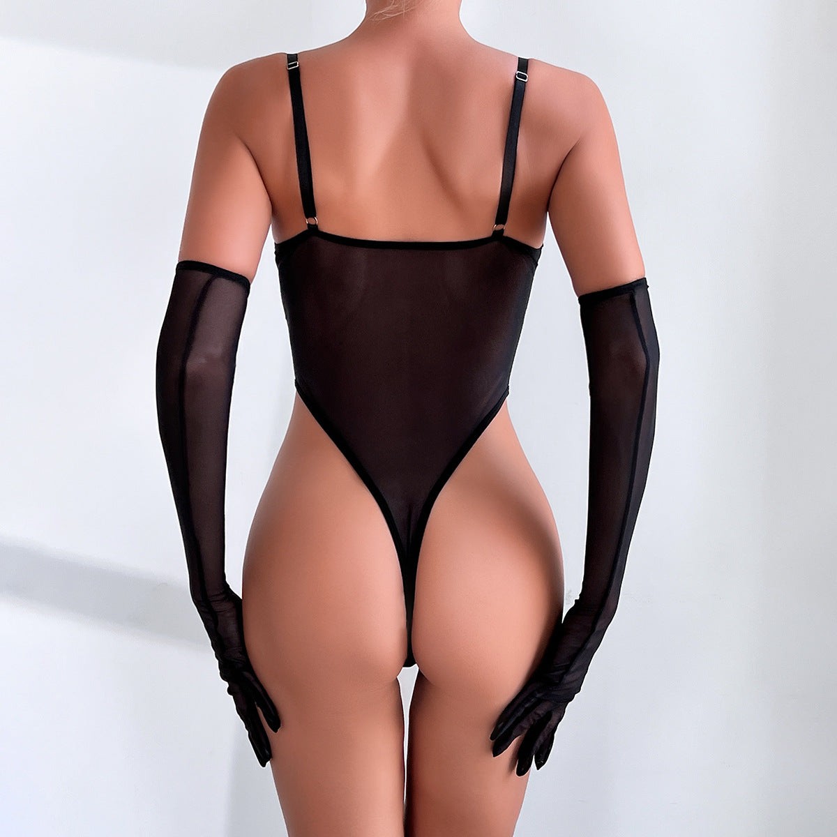 Tül Transparan Bodysuit | Askılı, Destekli Büstiyer Detaylı Vücuda Oturan Şık Tasarım