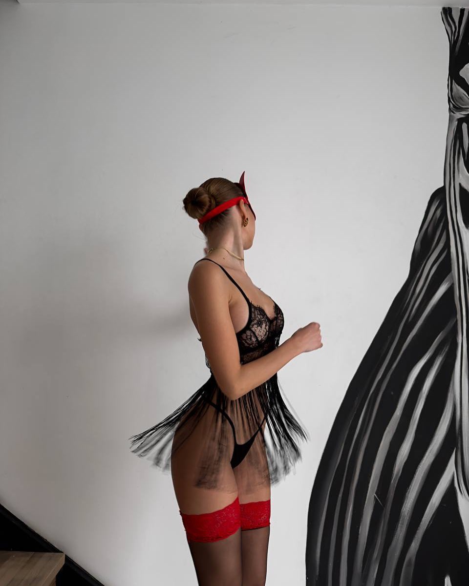Midnight Fringe Babydoll | Tanga Hediyeli
