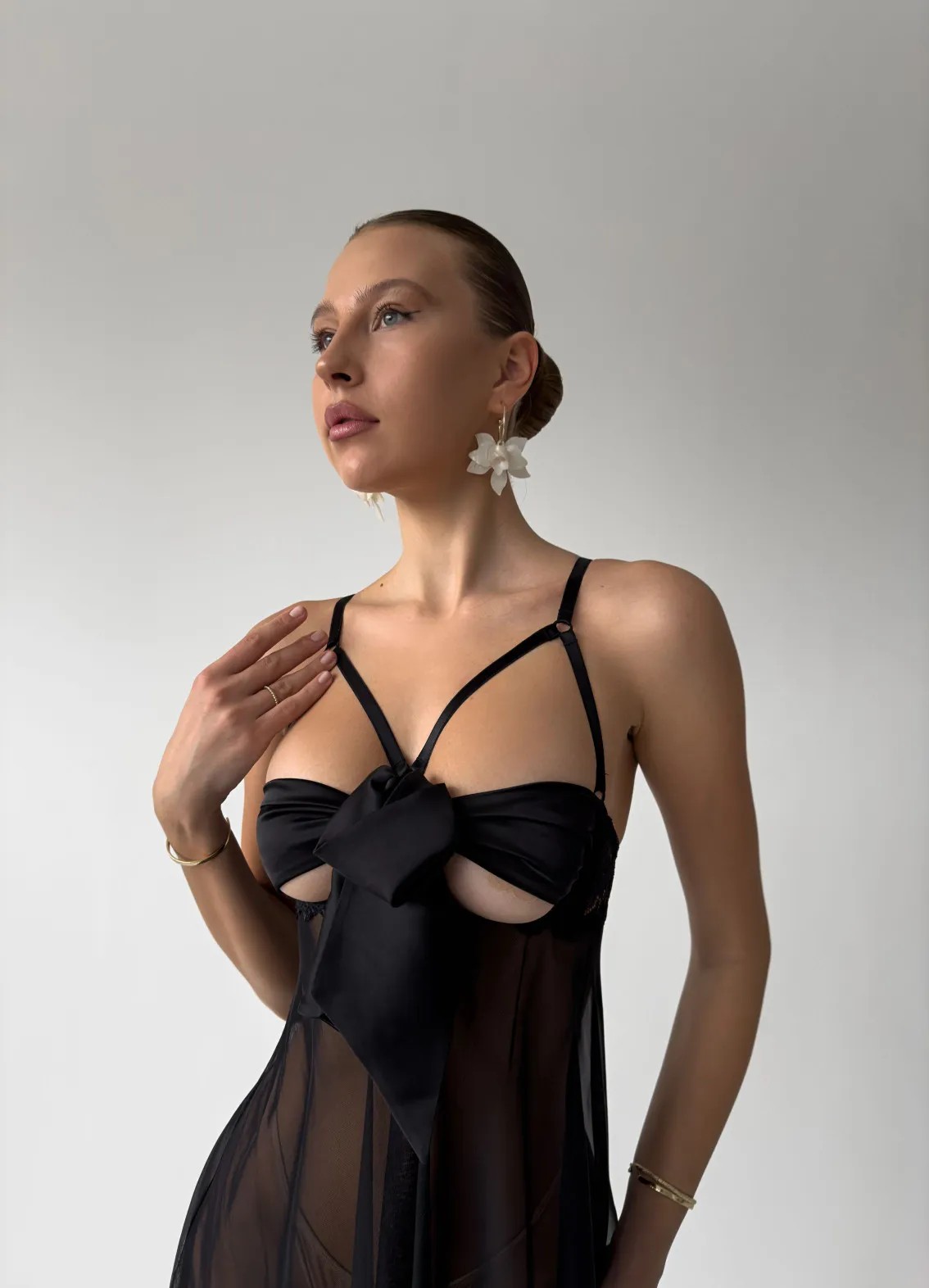Kurdele Detaylı Transparan Babydoll Gecelik | Siyah & Kırmızı Renk Seçenekli - Seksi ve Şık