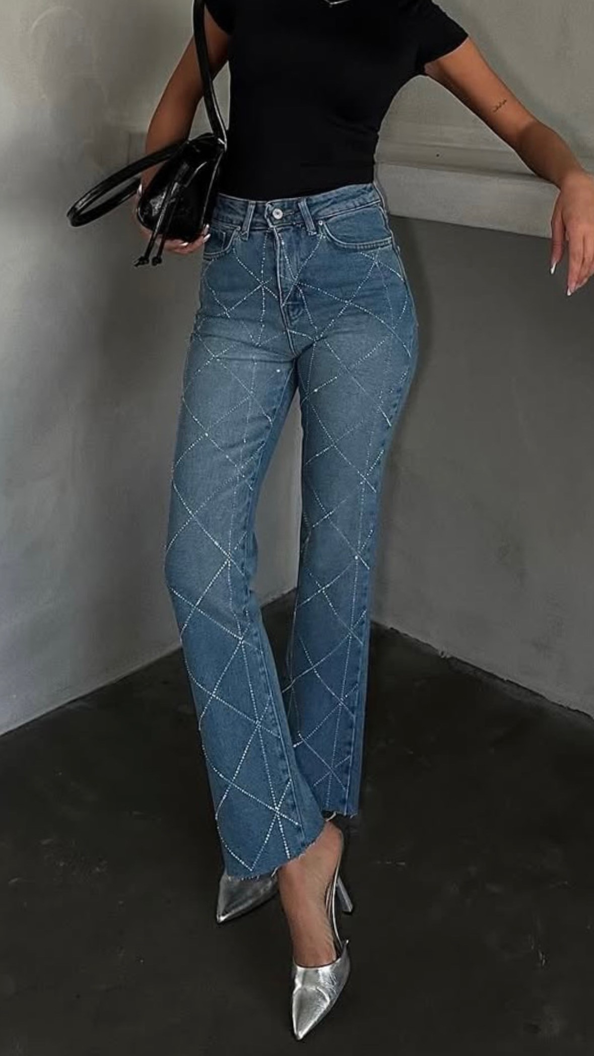 Taşlı baklava jean 