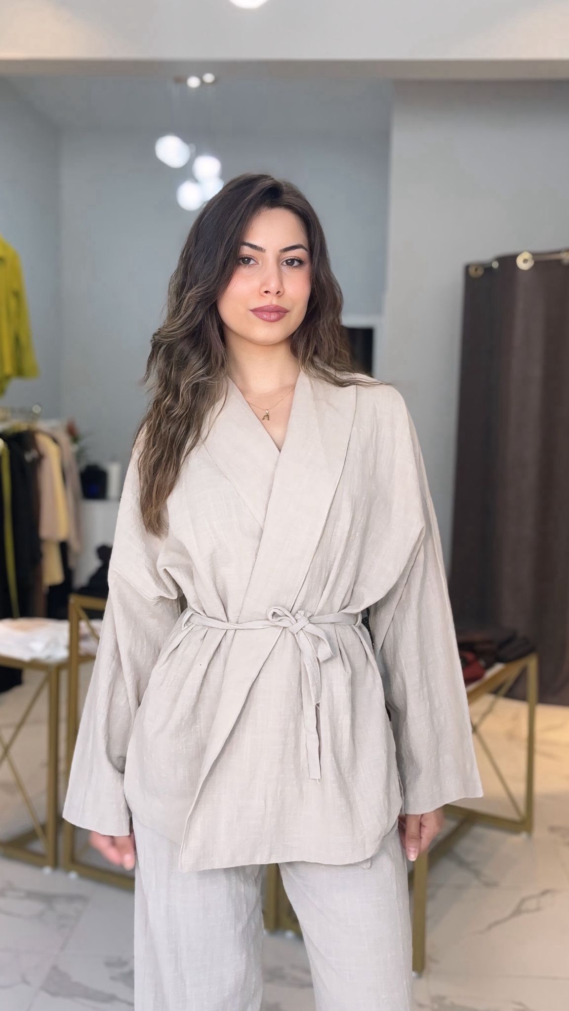 Bej kimono takım 