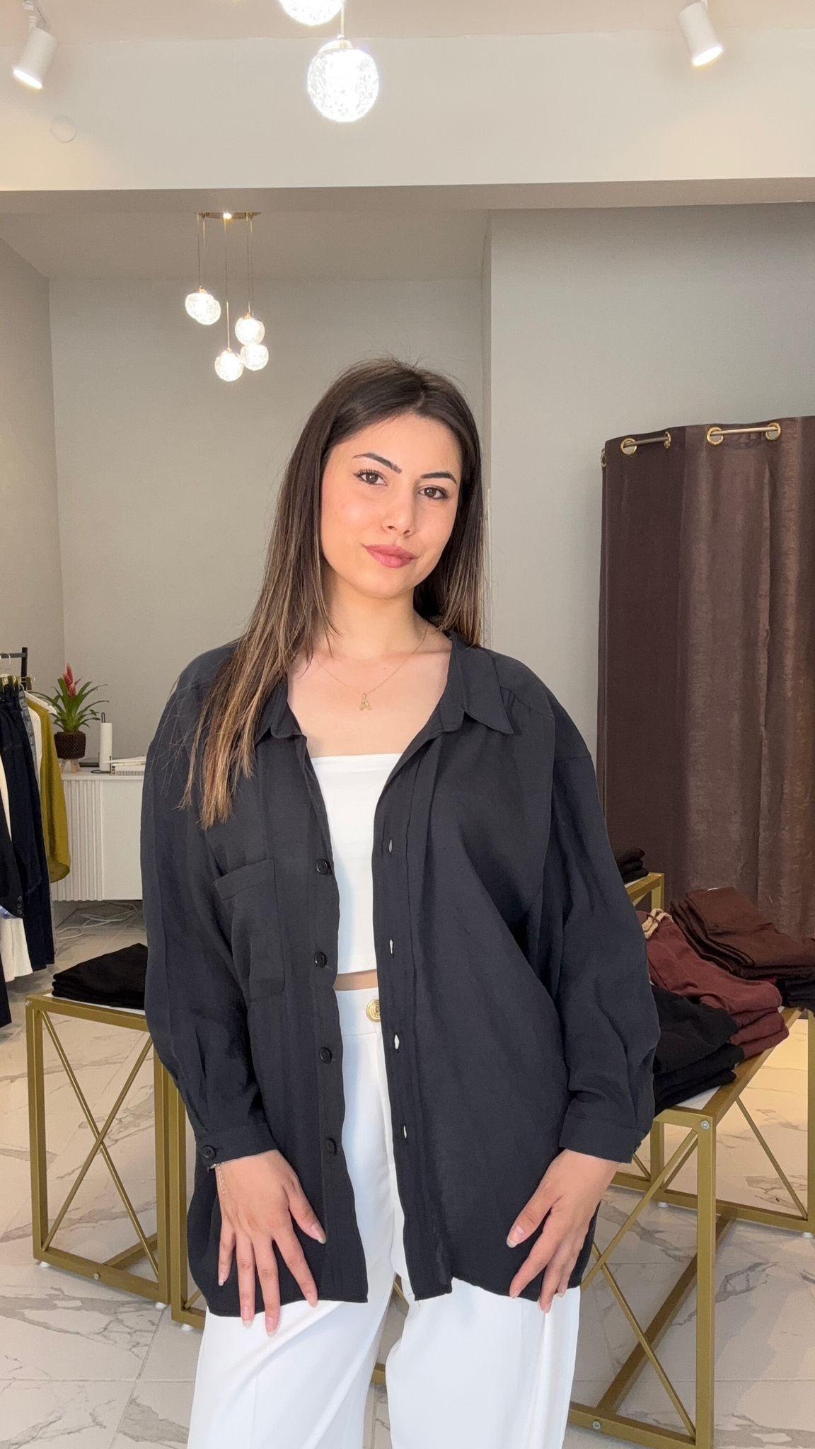 Siyah oversize gömlek 