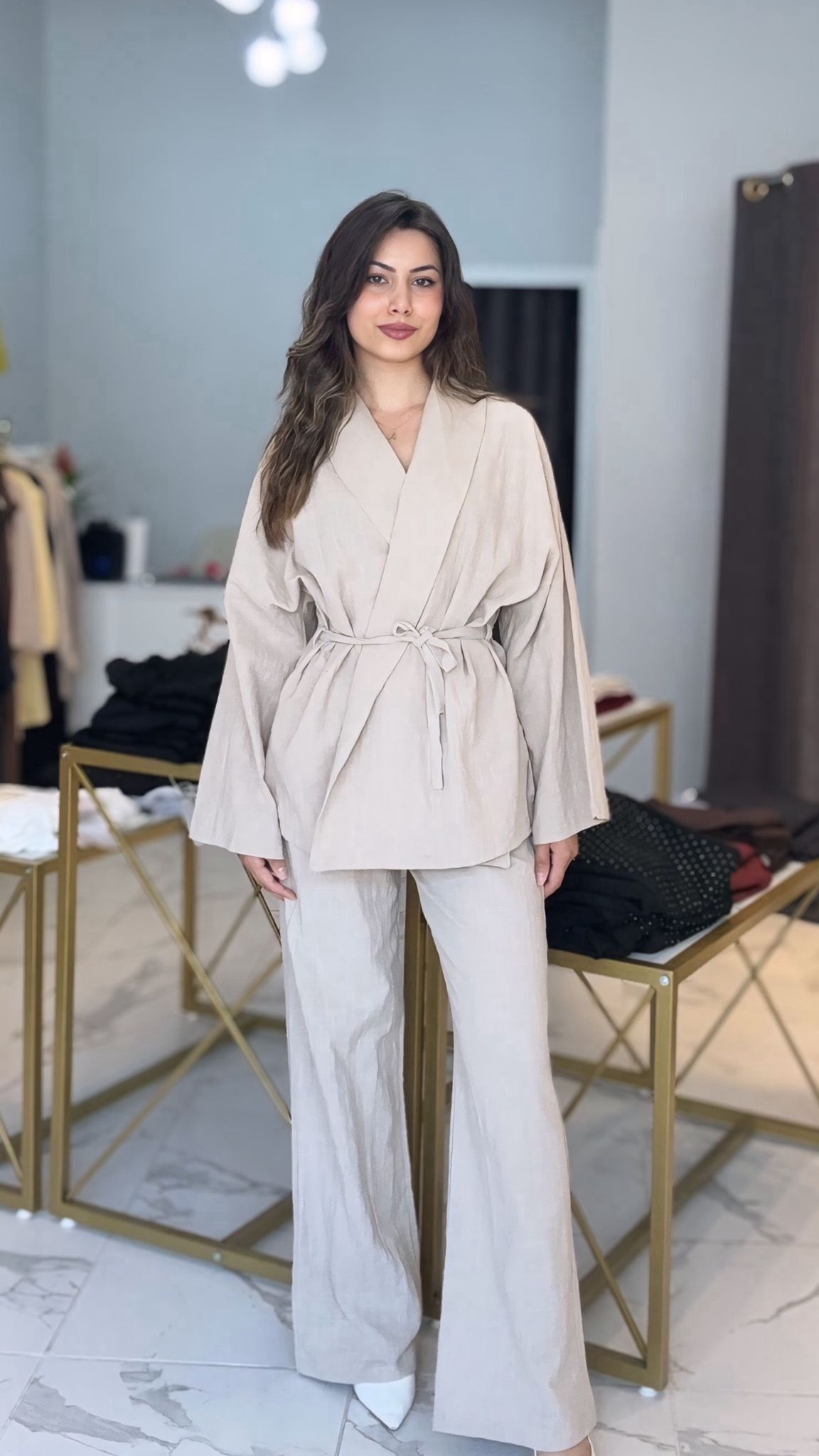 Bej kimono takım 