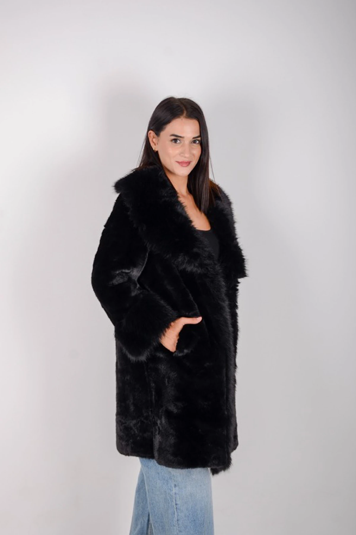 Kadın İthal İçi Nubuk Kaplama Kaban