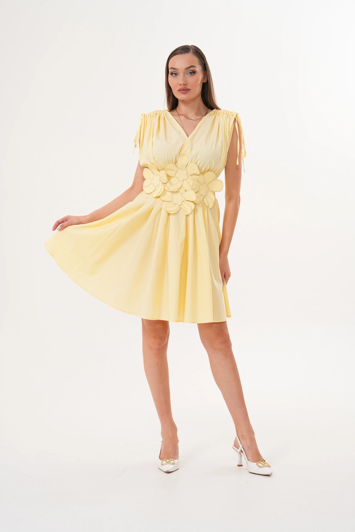 Kadın Çiçek Rüyası Pamuklu Poplin Elbise