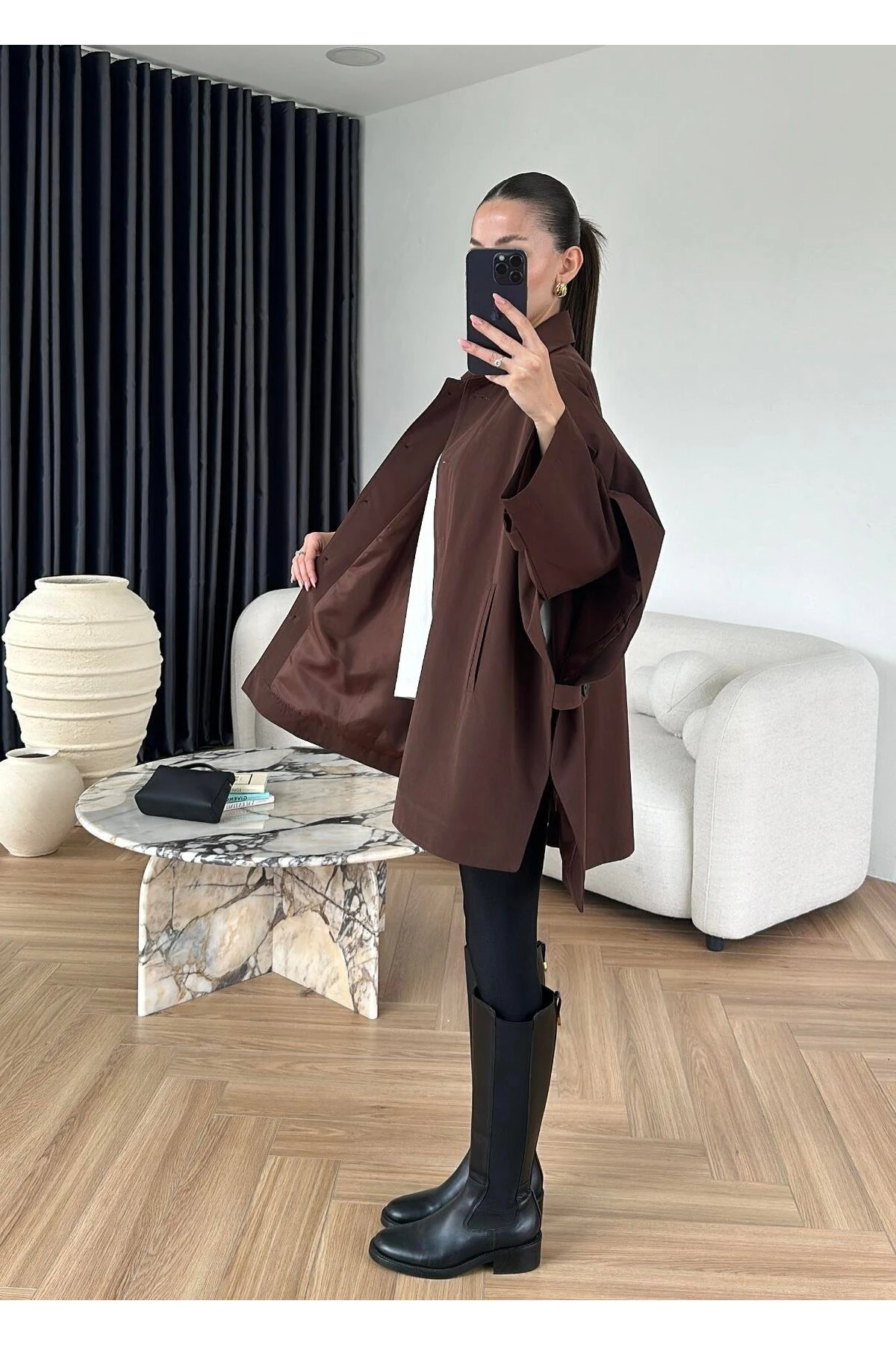 Kadın Pelerinli Trençkot