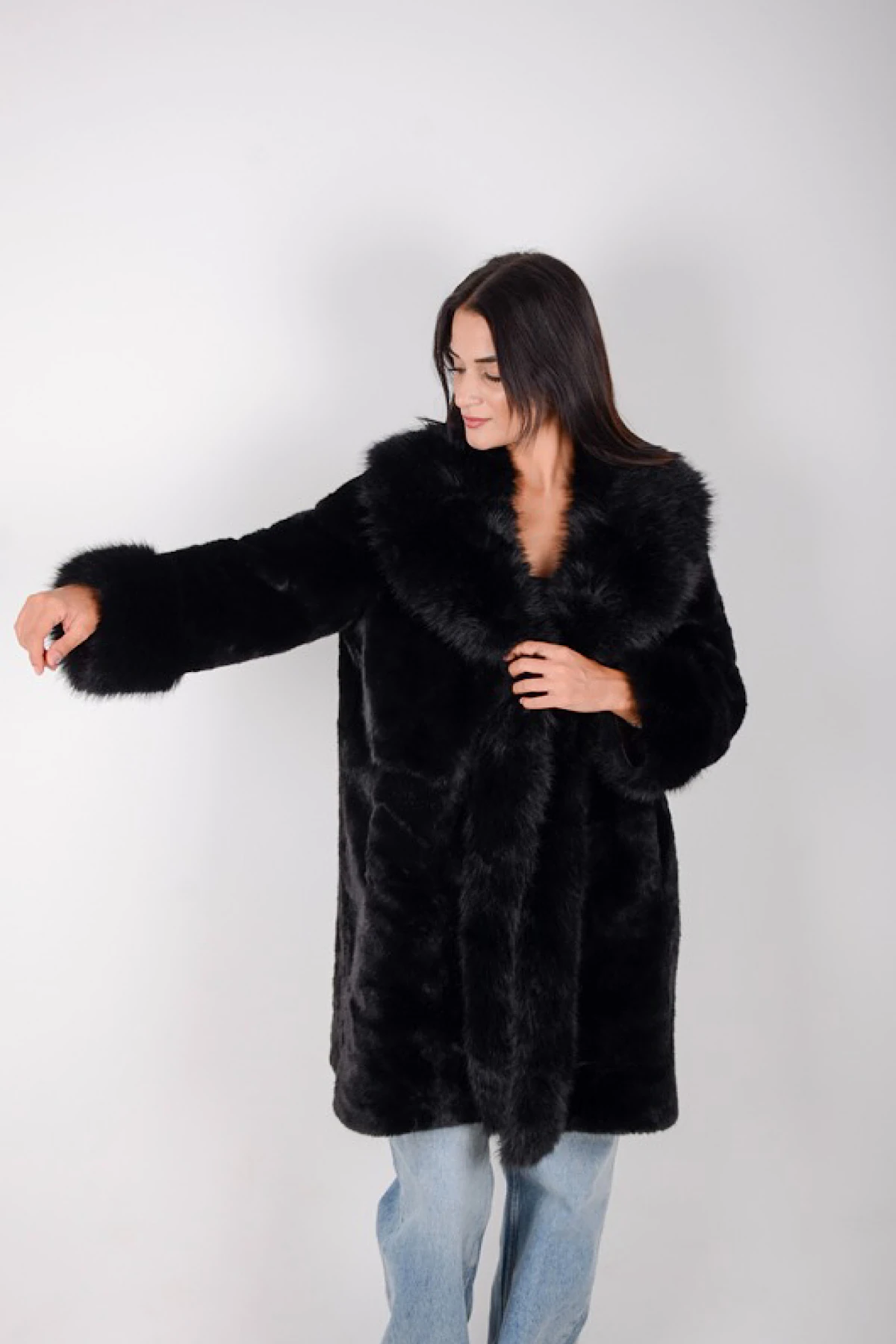 Kadın İthal İçi Nubuk Kaplama Kaban