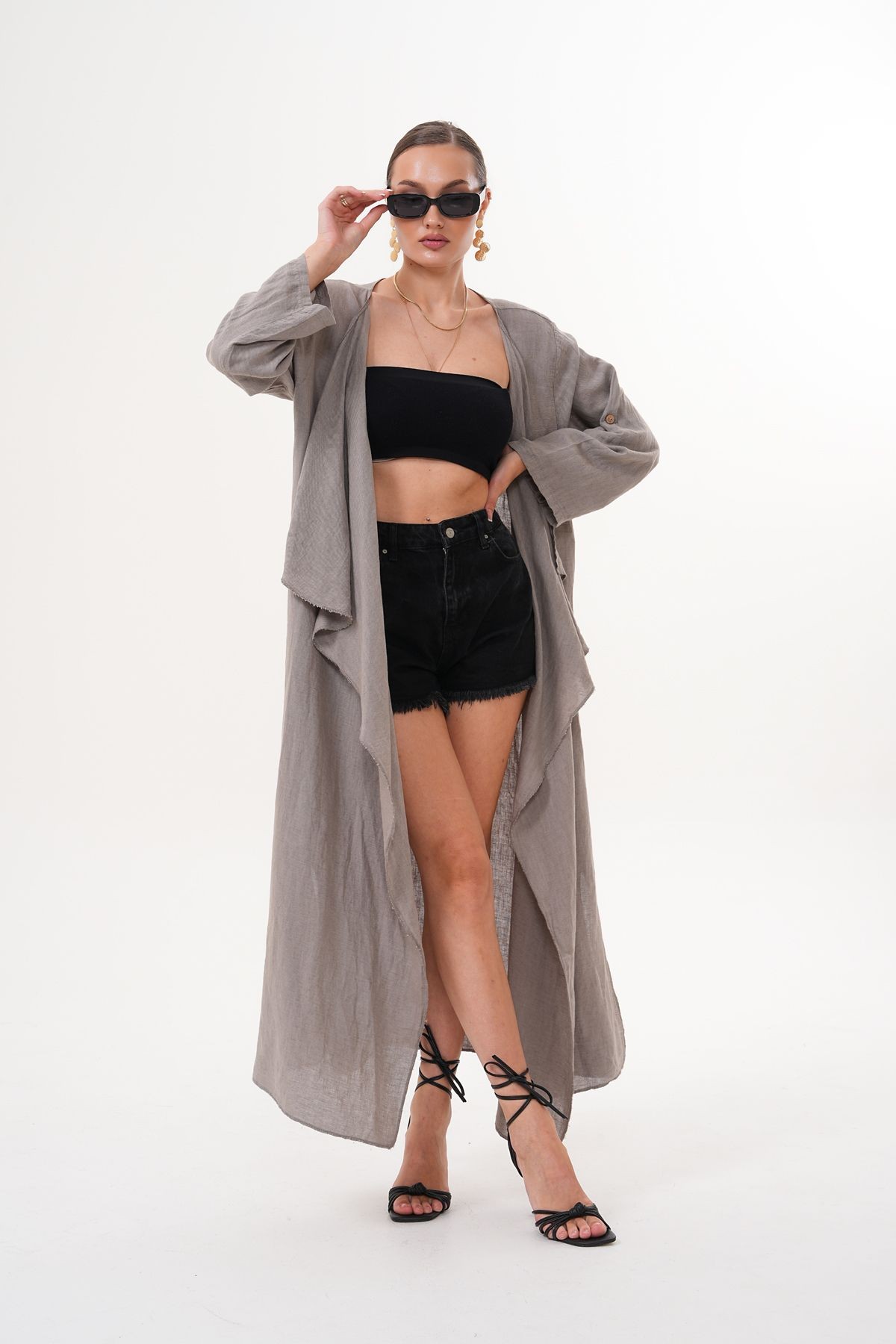 Marjinal Kadın %100 Keten Kimono