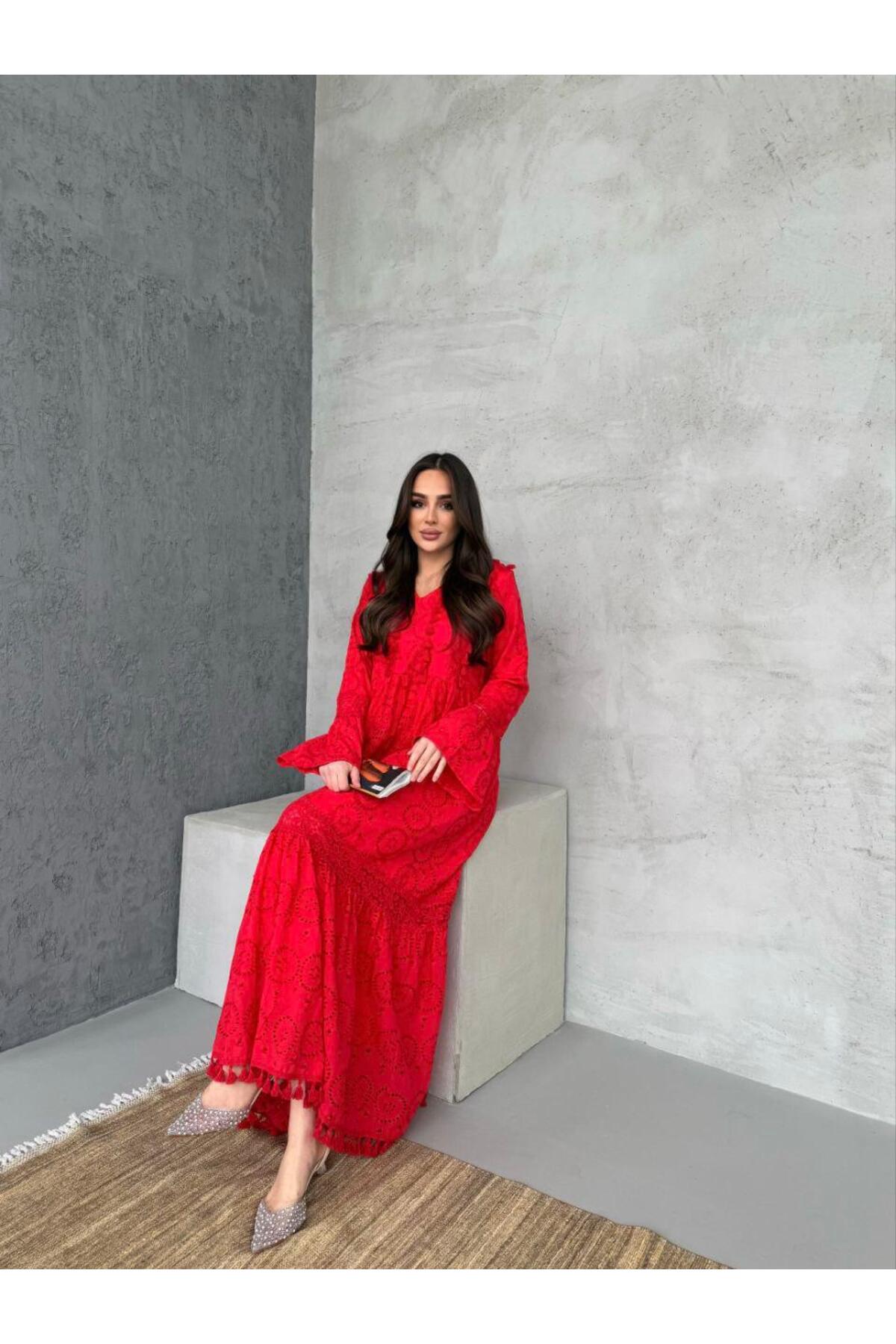 Kadın Fisto Tam Astarlı Pembe Uzun Elbise