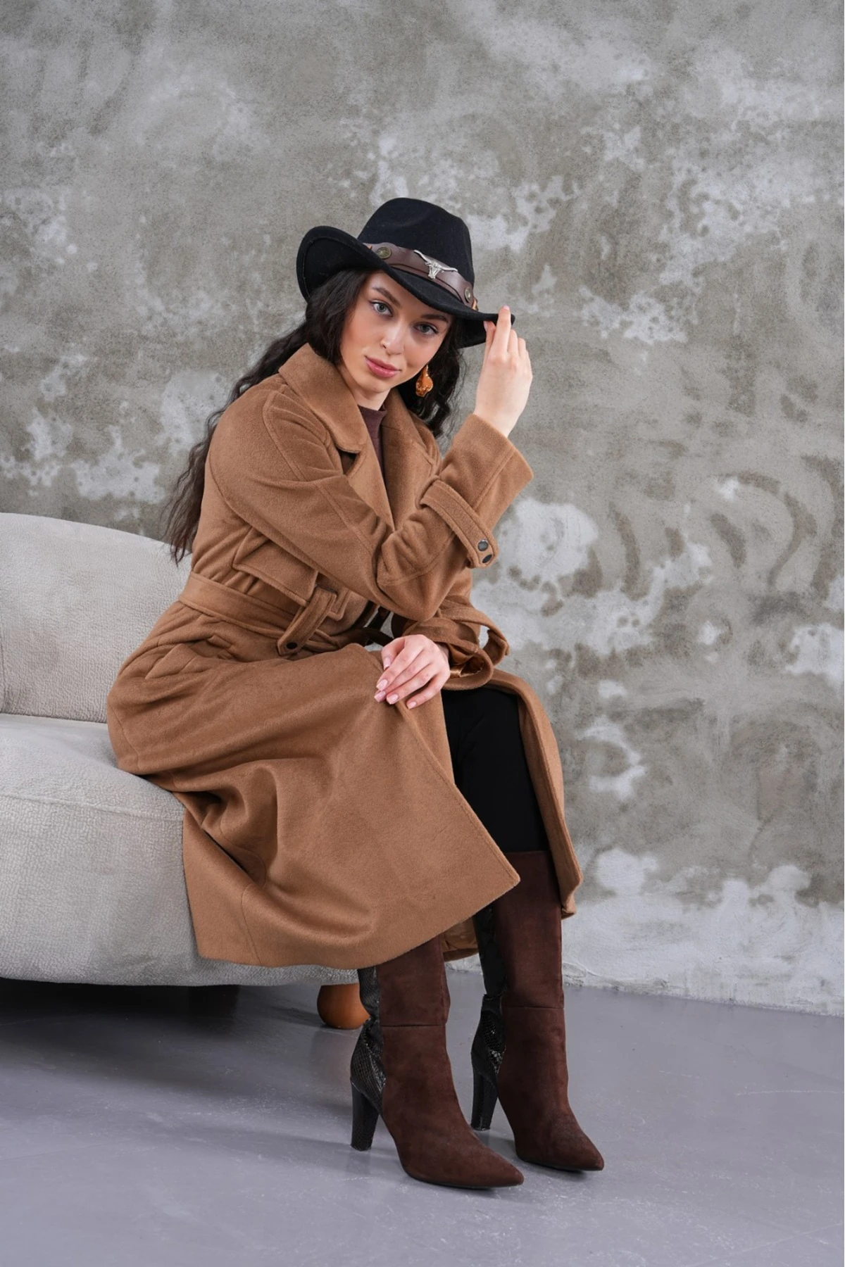 Kadın Yeni Sezon Kaban 100/pamuk Kaşe Kaban