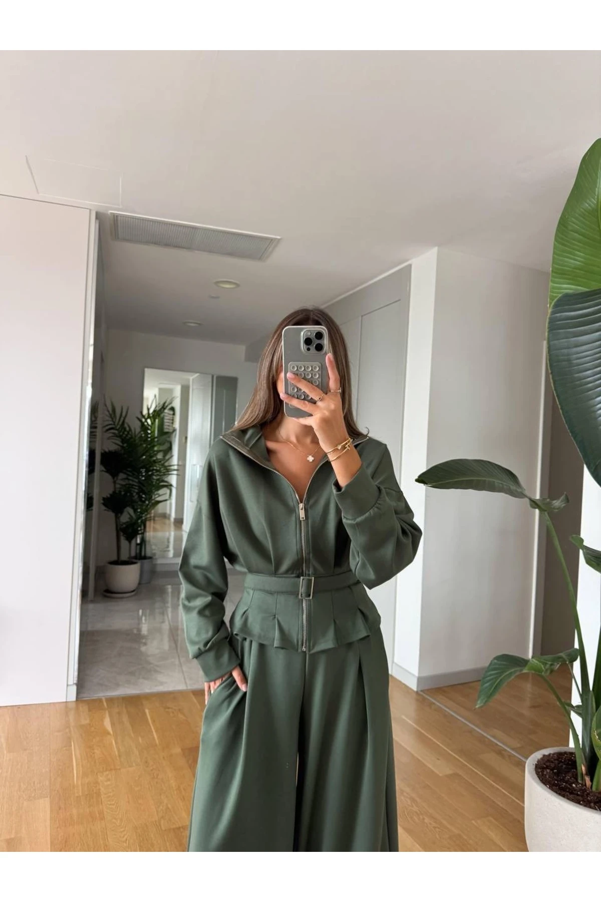 Kadın Bel Kemer Detaylı Modal Takım