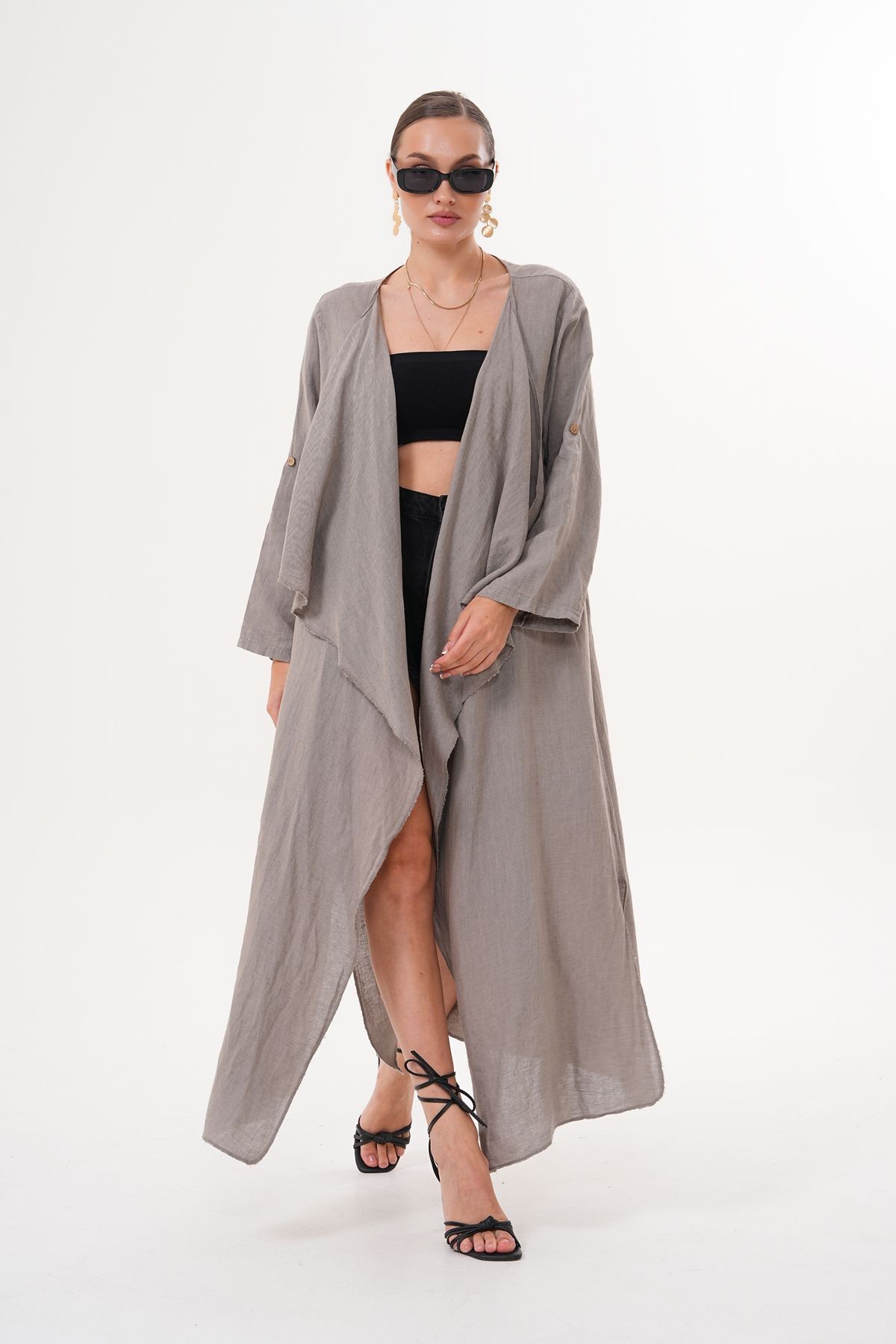 Marjinal Kadın %100 Keten Kimono