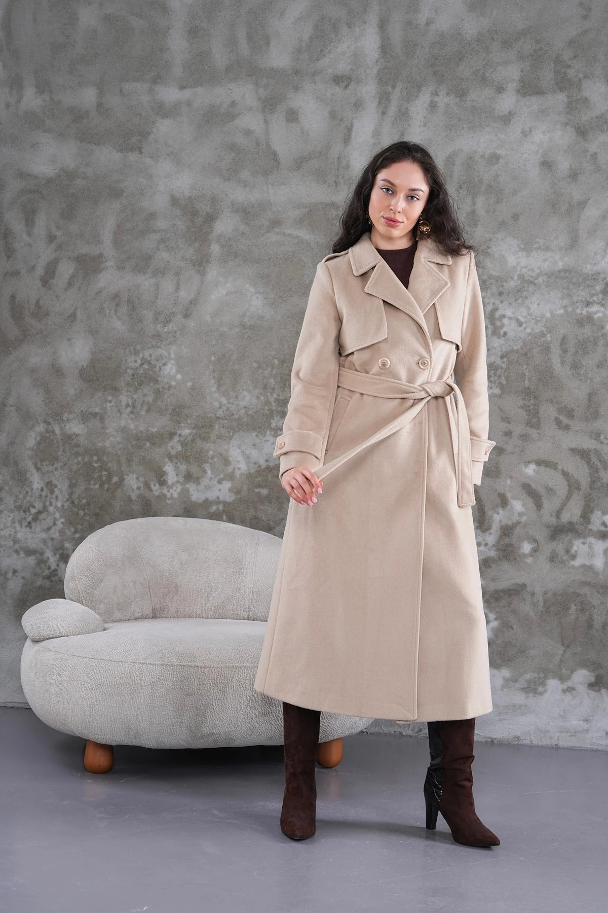 Kadın %100 Pamuk Yeni Sezon Kaşe Kaban